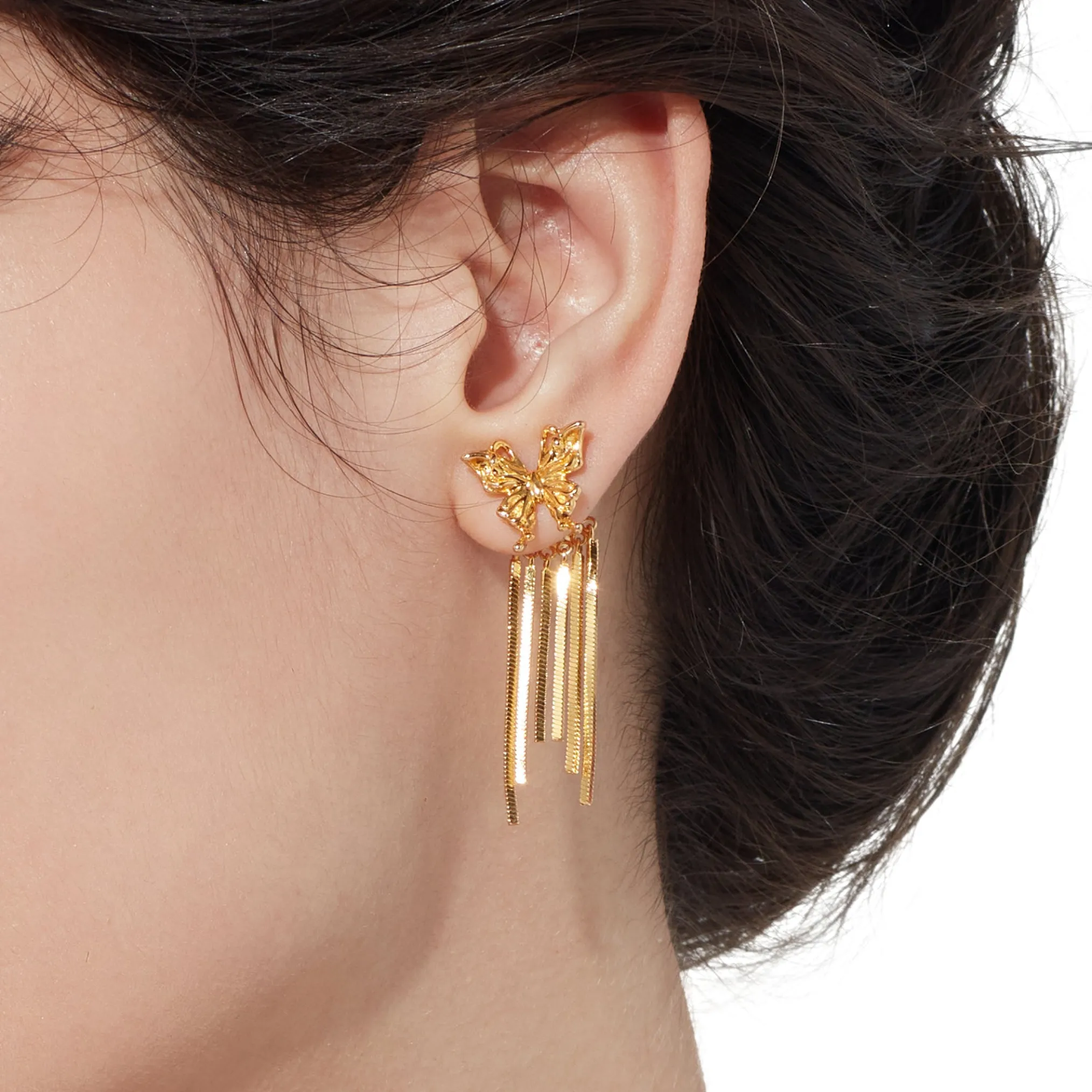 Ripple / Butterfly Tassel Earrings