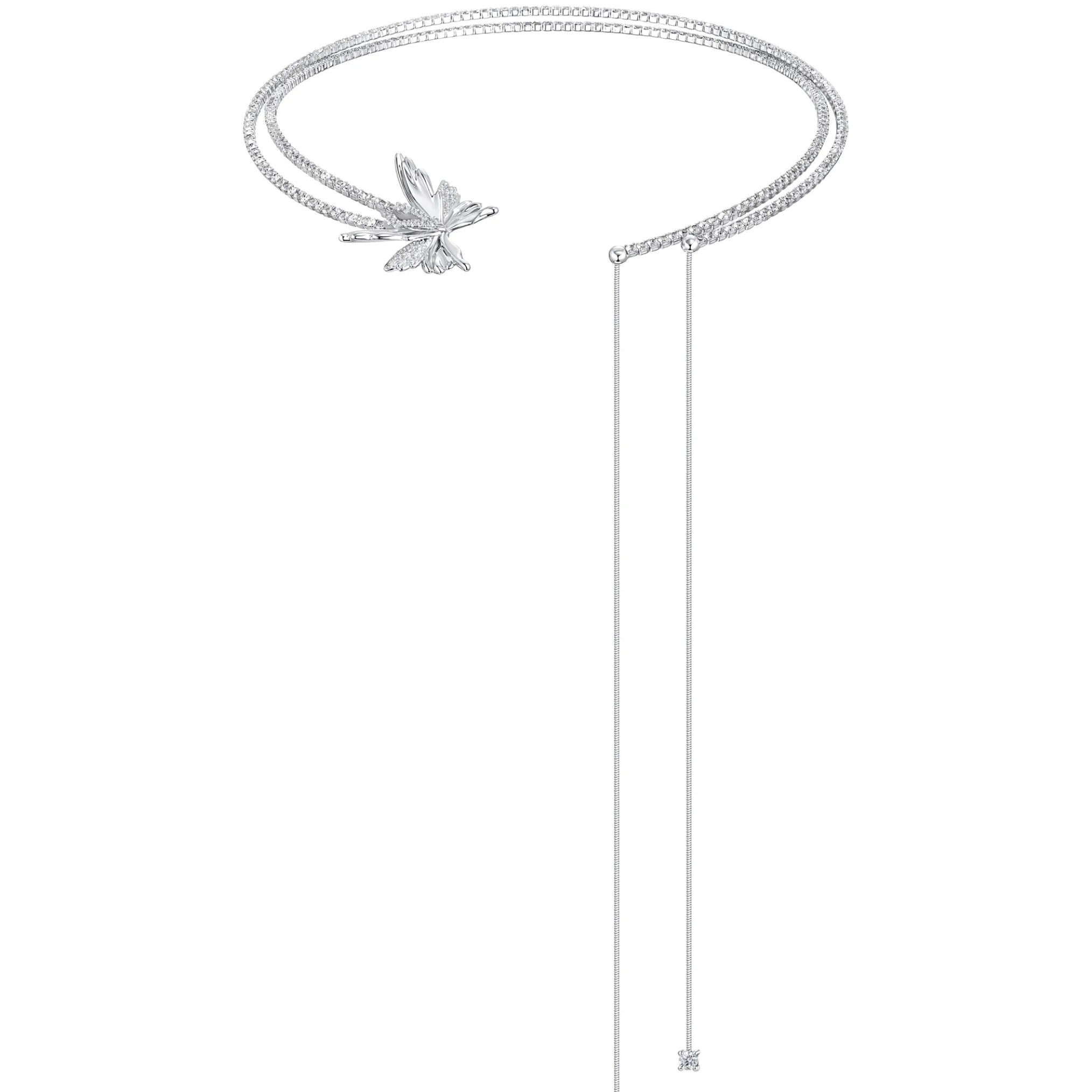 Ripple / Butterfly Zircon Long Tassel Chocker