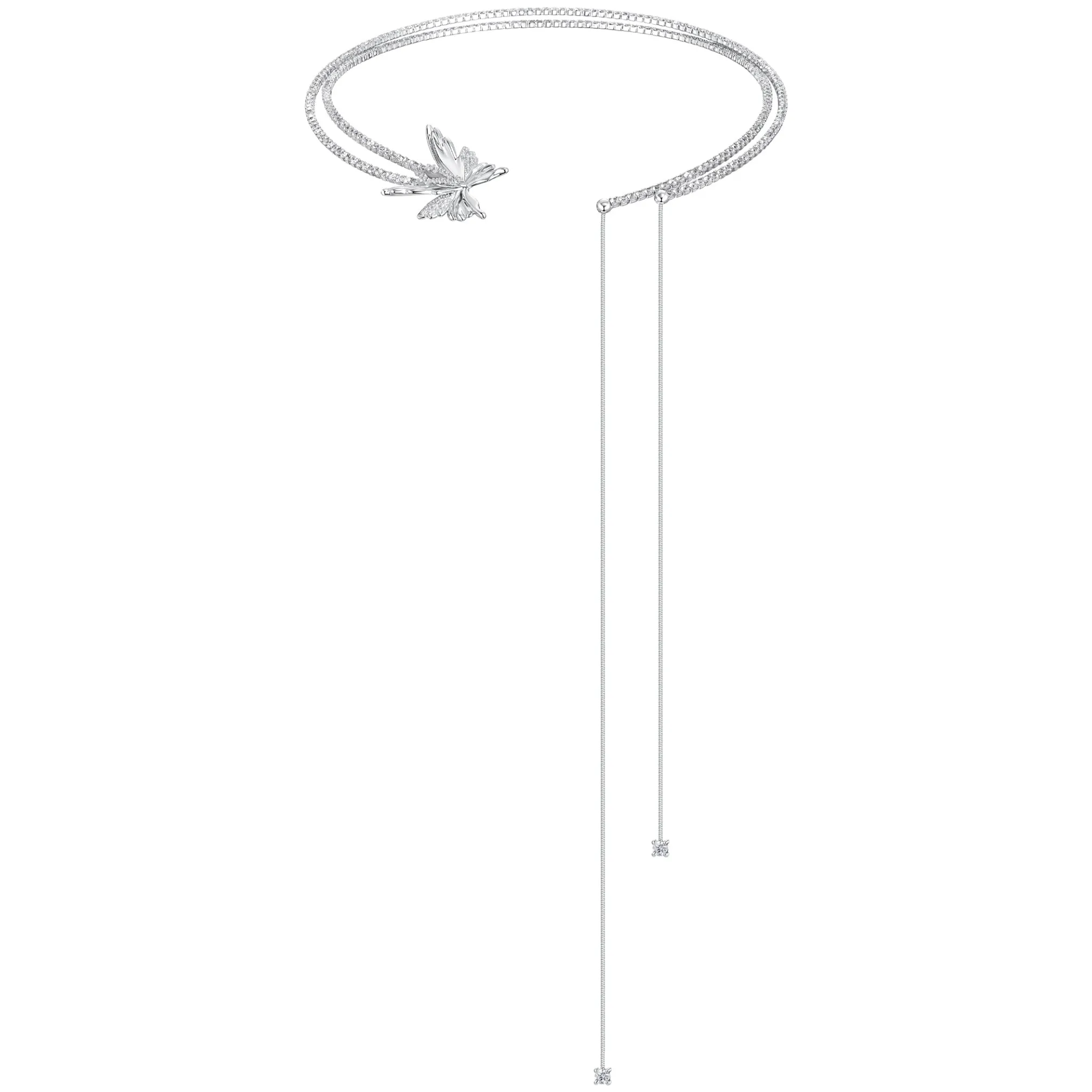 Ripple / Butterfly Zircon Long Tassel Chocker