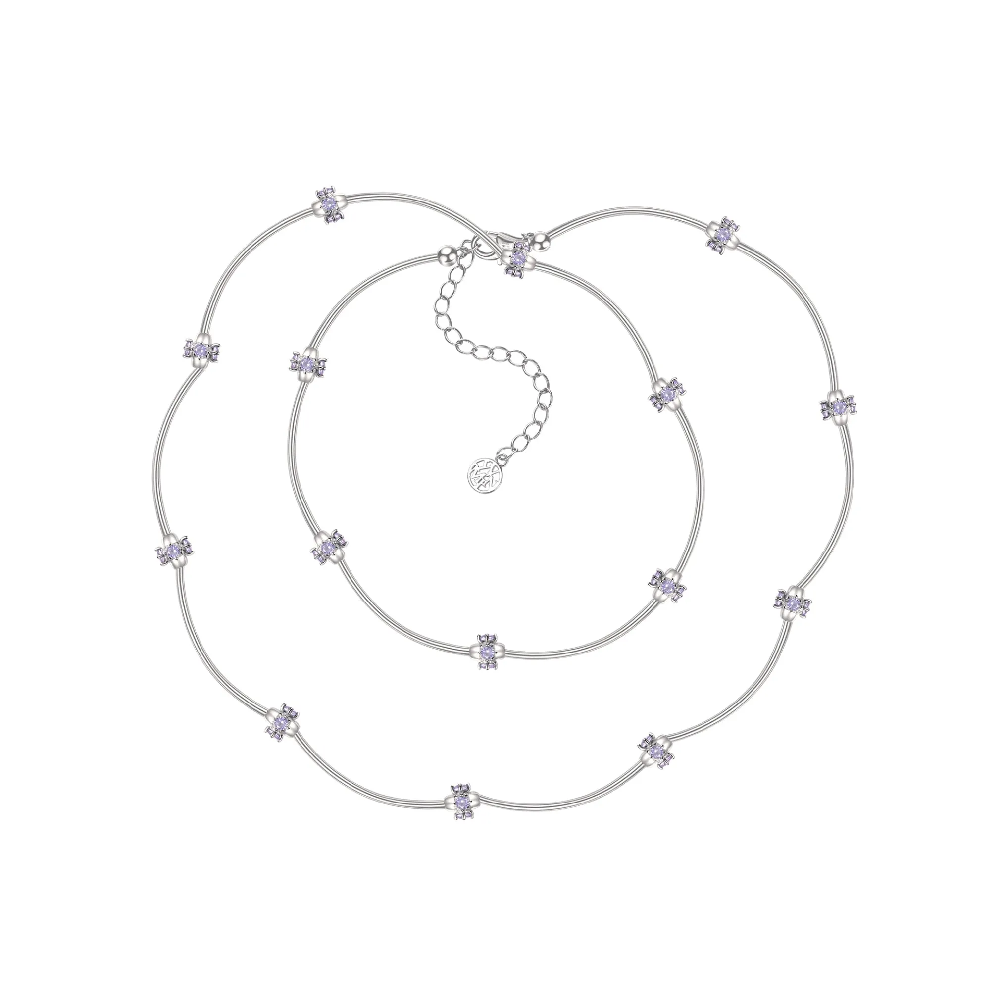 Ripple / Curved Silver Tube Gemstone Bead Necklace