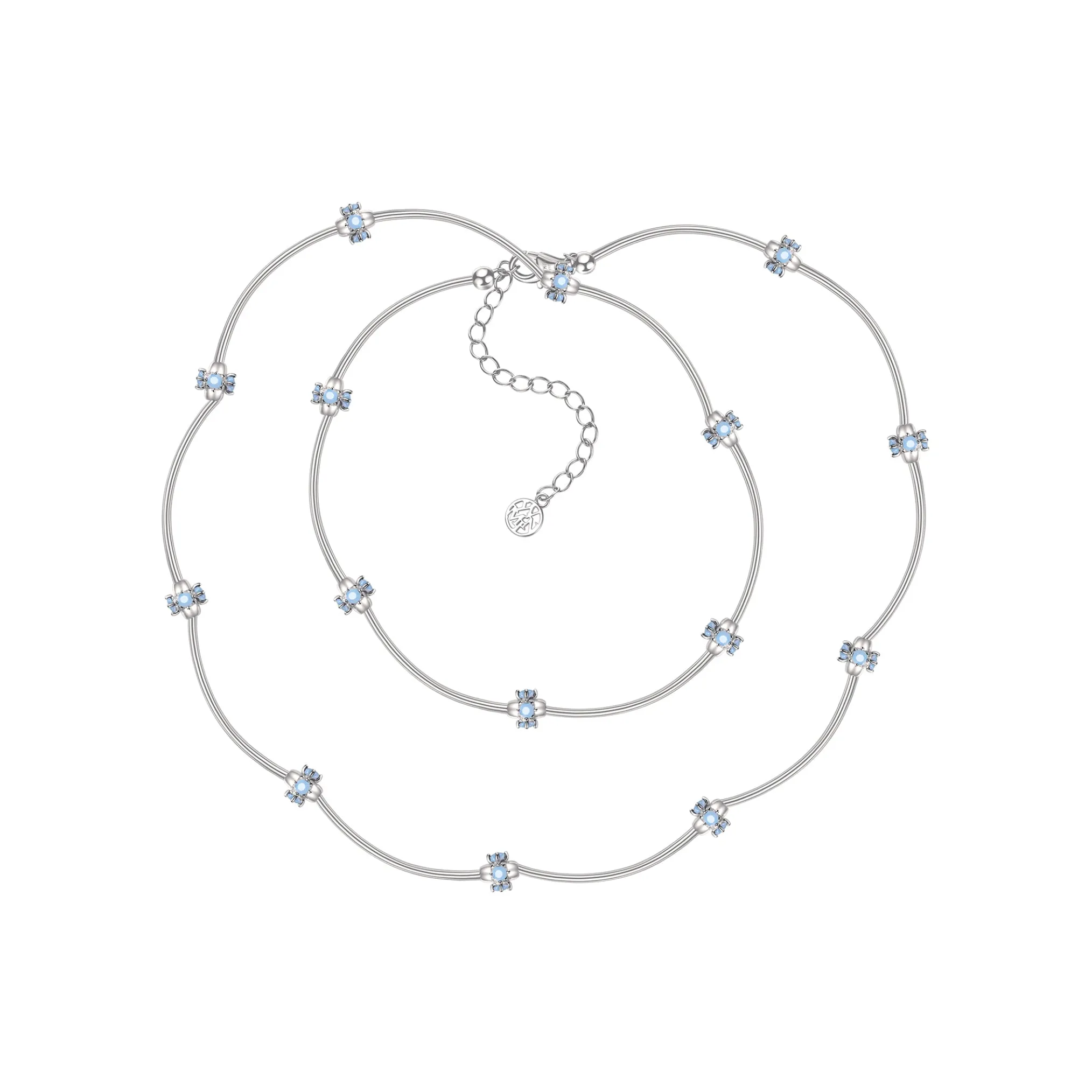 Ripple / Curved Silver Tube Gemstone Bead Necklace