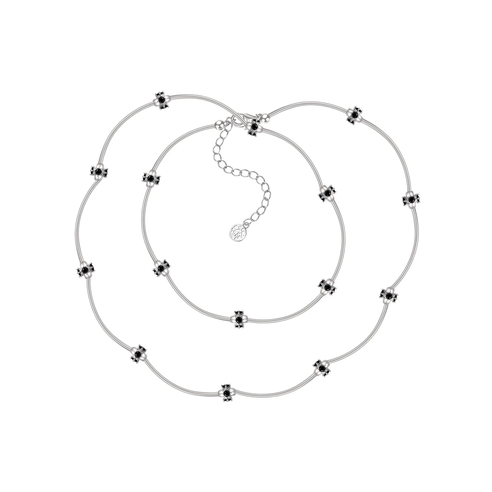 Ripple / Curved Silver Tube Gemstone Bead Necklace