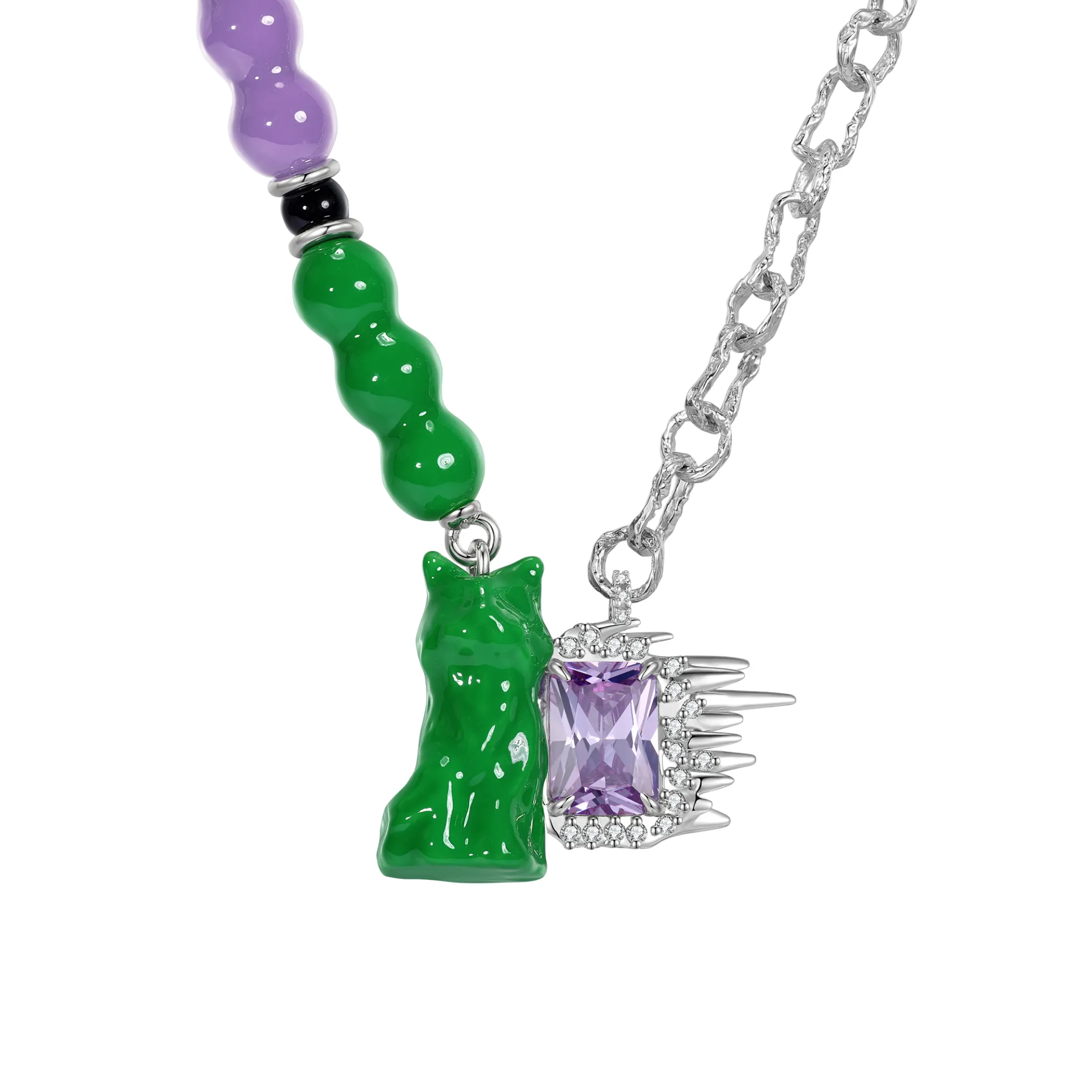 Ripple / Enamel Cat Pendant Ripple Necklace