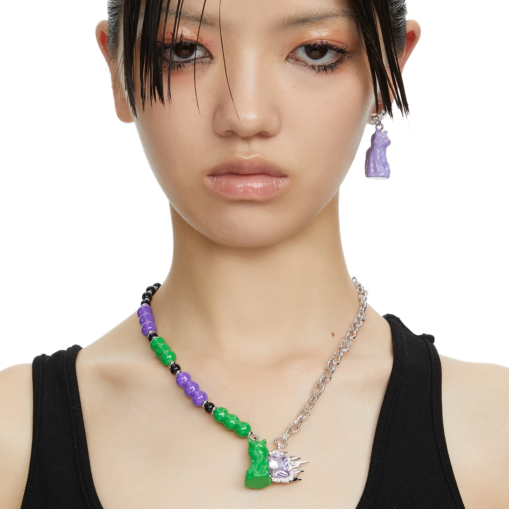 Ripple / Enamel Cat Pendant Ripple Necklace