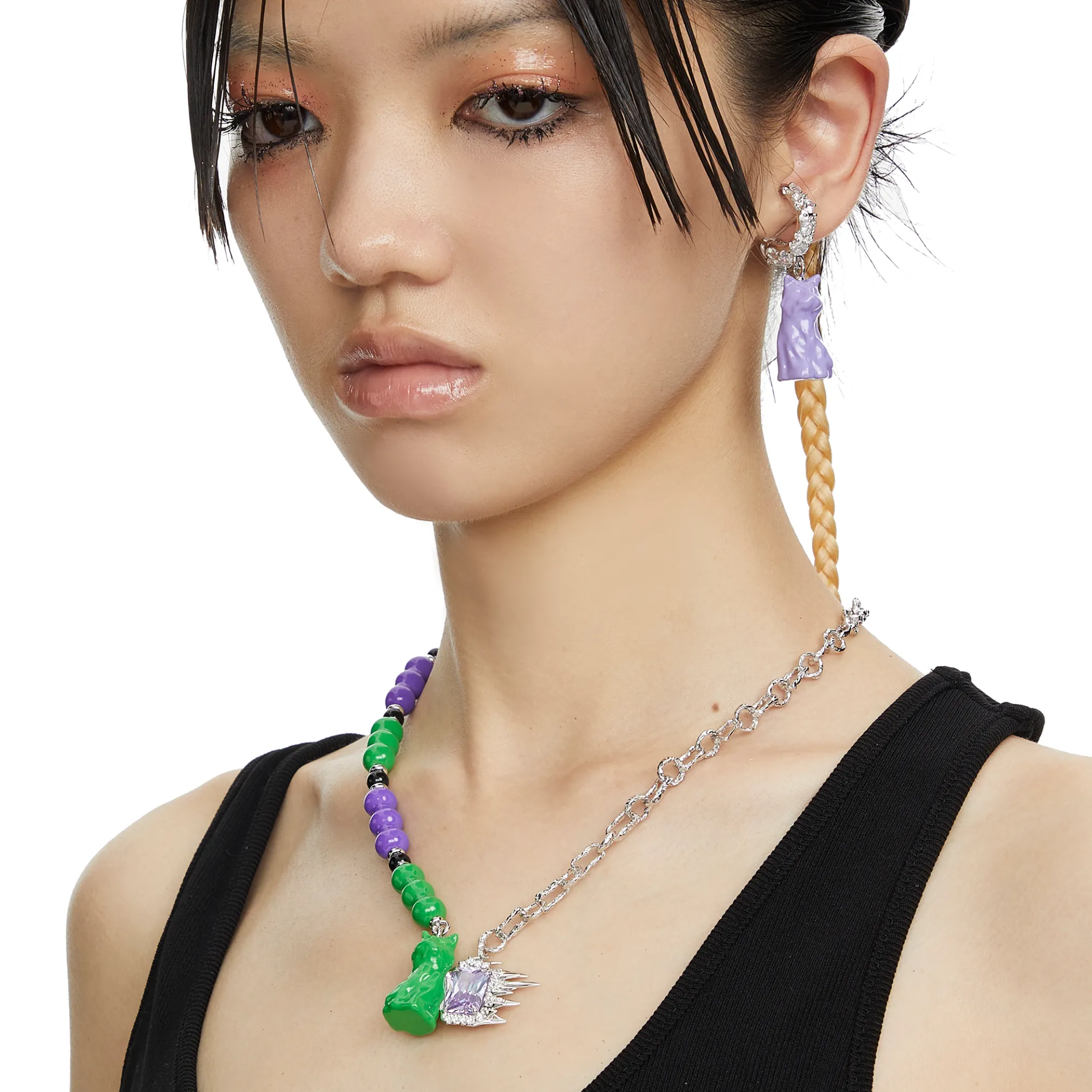 Ripple / Enamel Cat Pendant Ripple Necklace