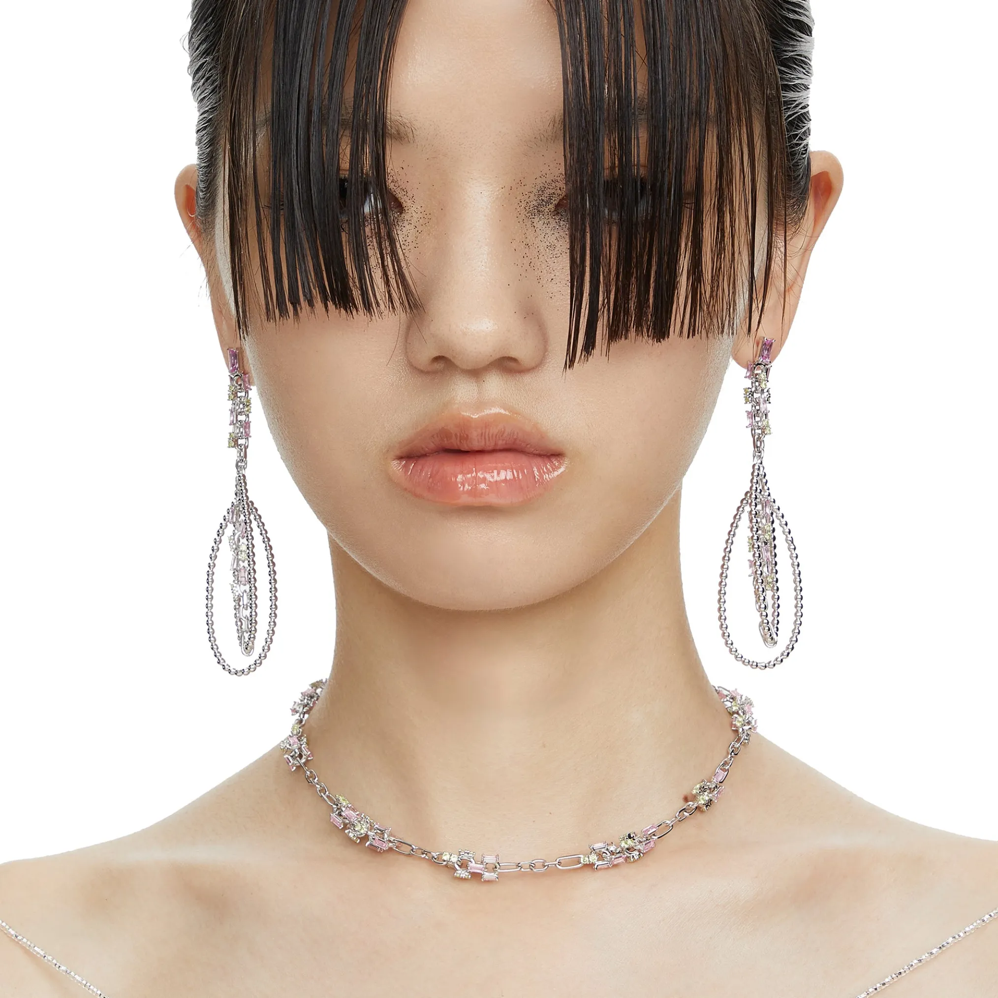 Ripple / Garden zircon lock necklace