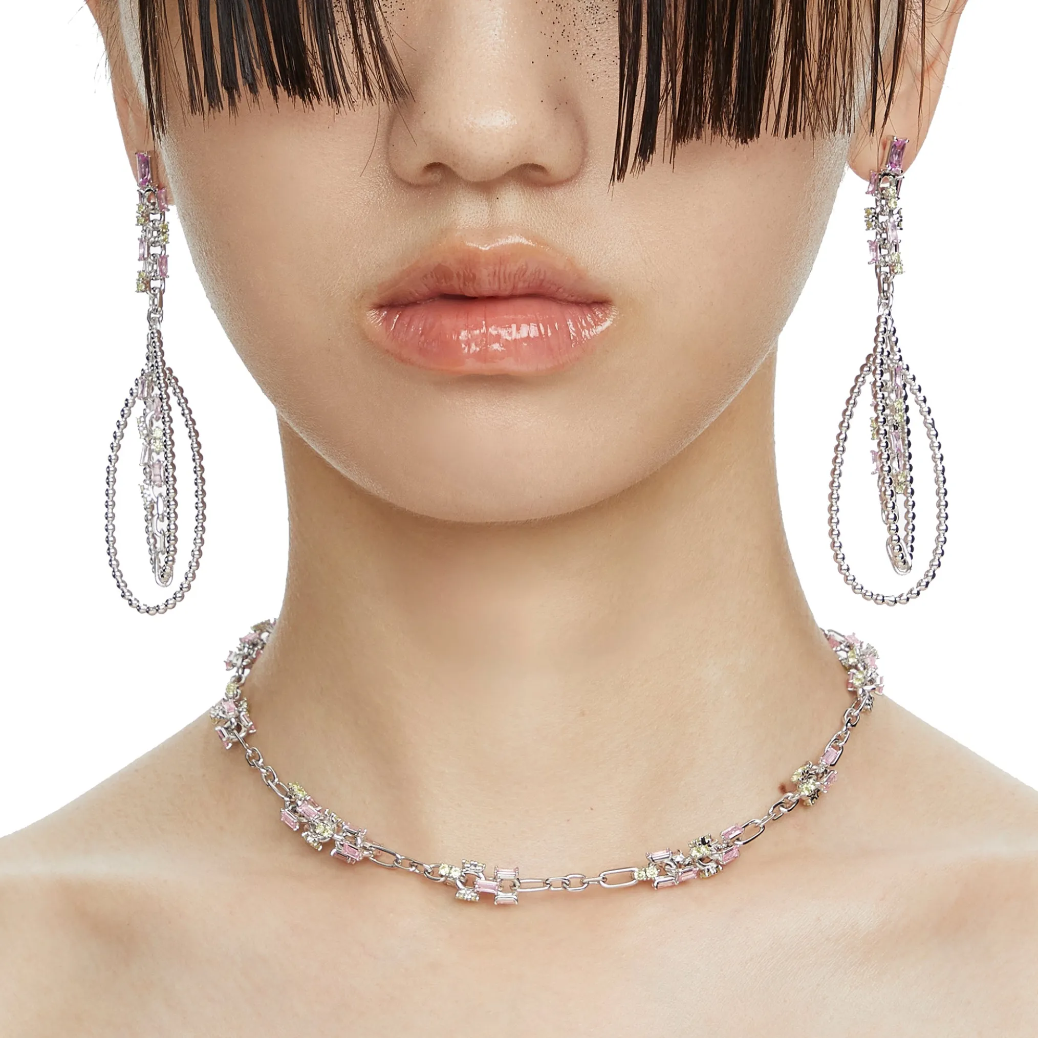 Ripple / Garden zircon lock necklace