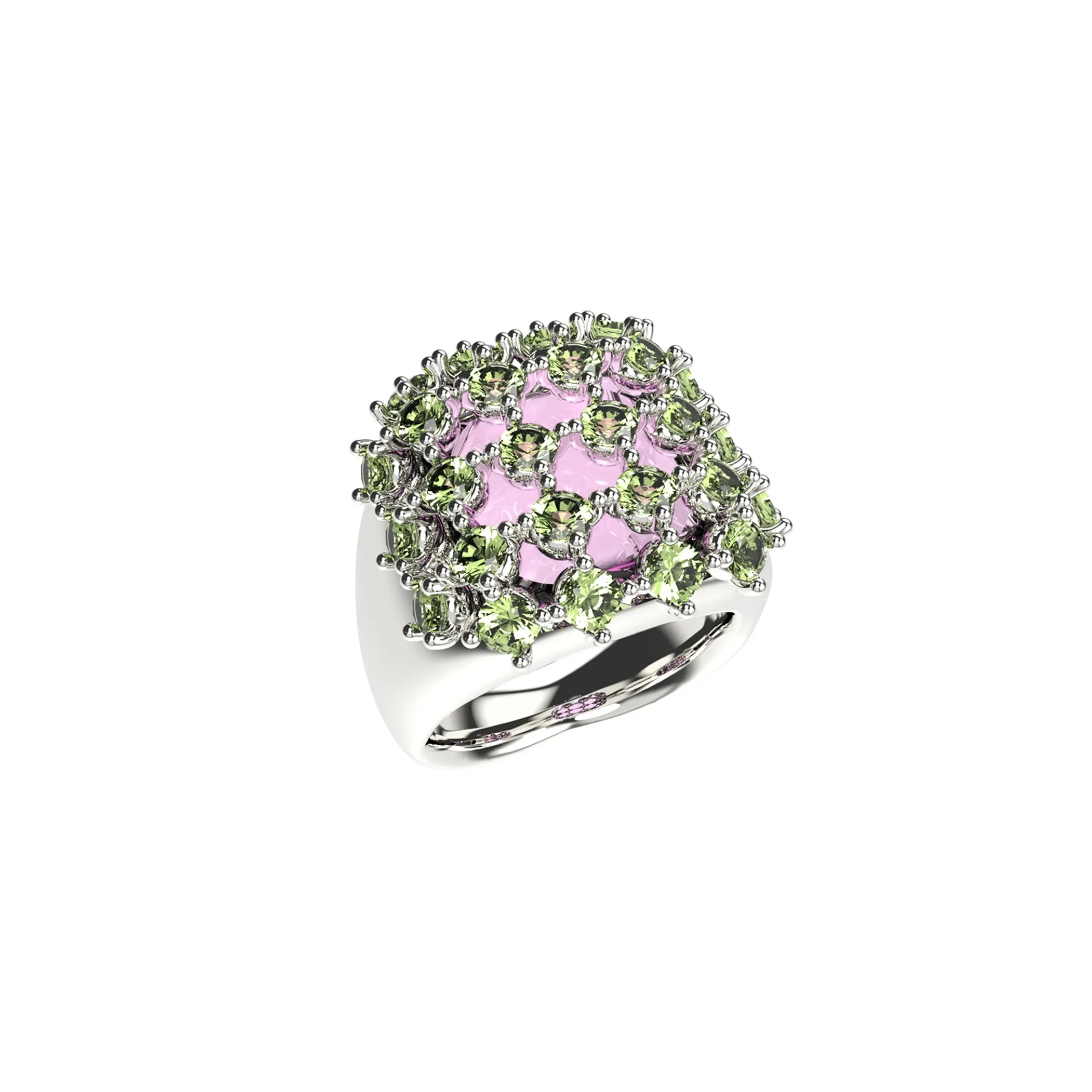 Ripple / Grid Gem Square Ring