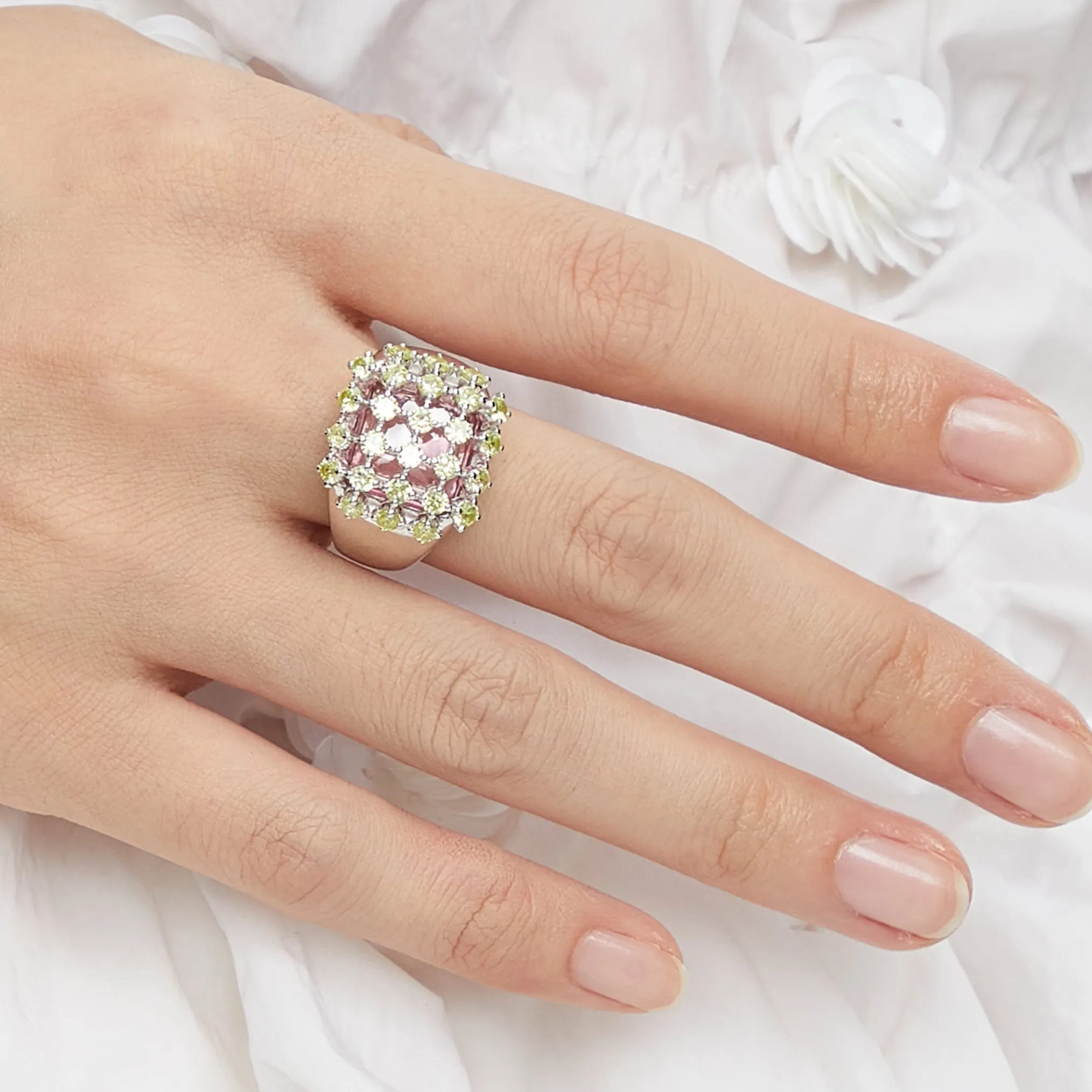 Ripple / Grid Gem Square Ring