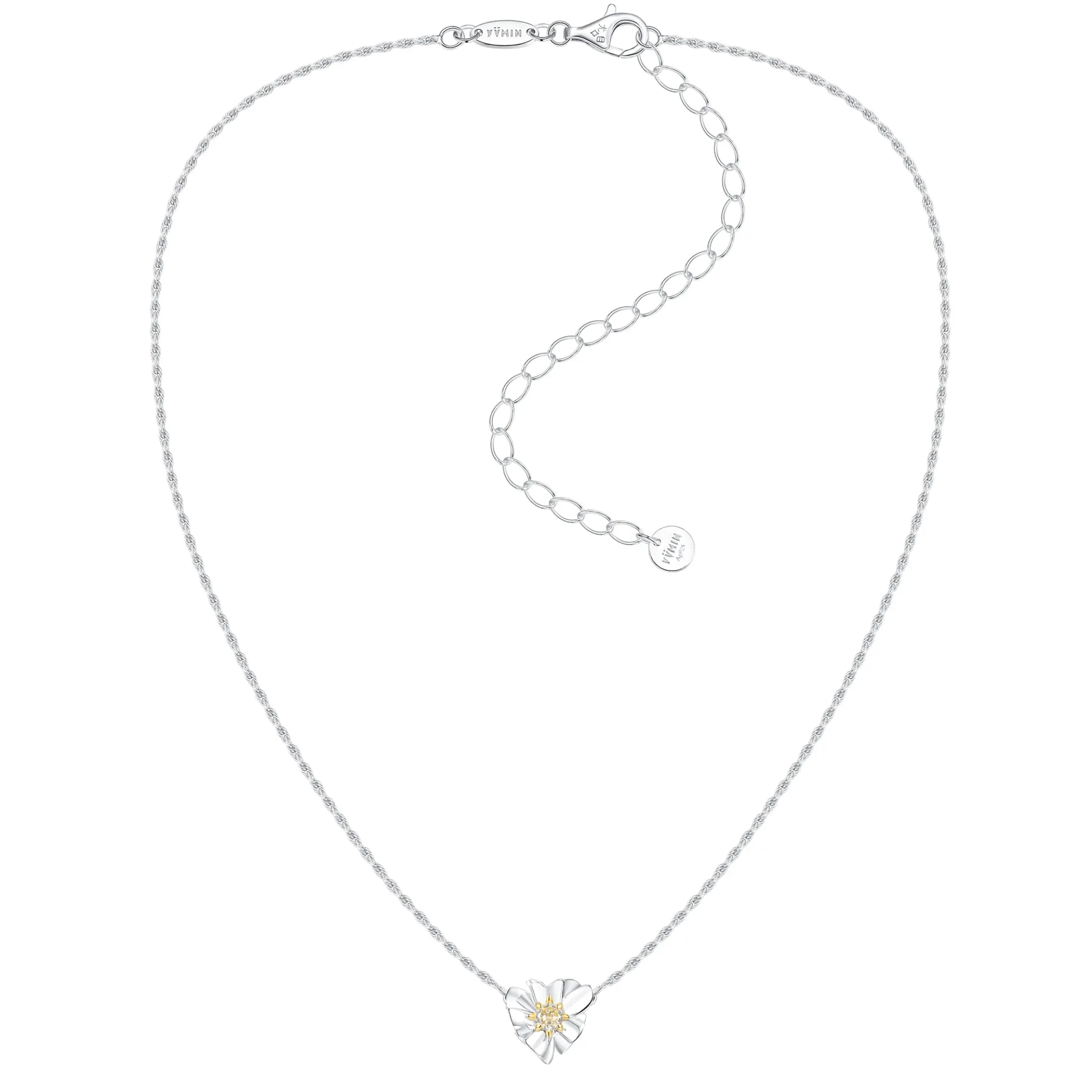 Ripple / Heart Shaped Flower Pendant Necklace