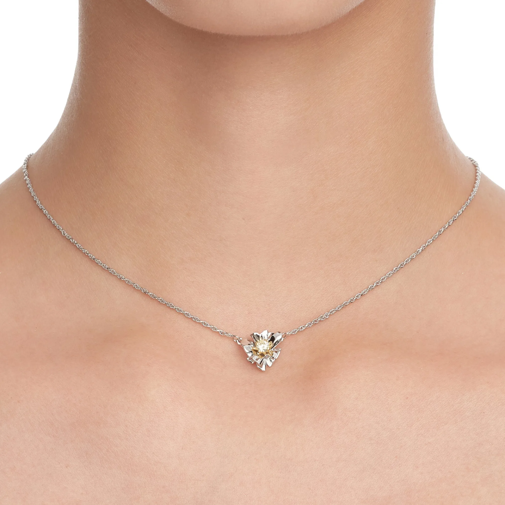 Ripple / Heart Shaped Flower Pendant Necklace