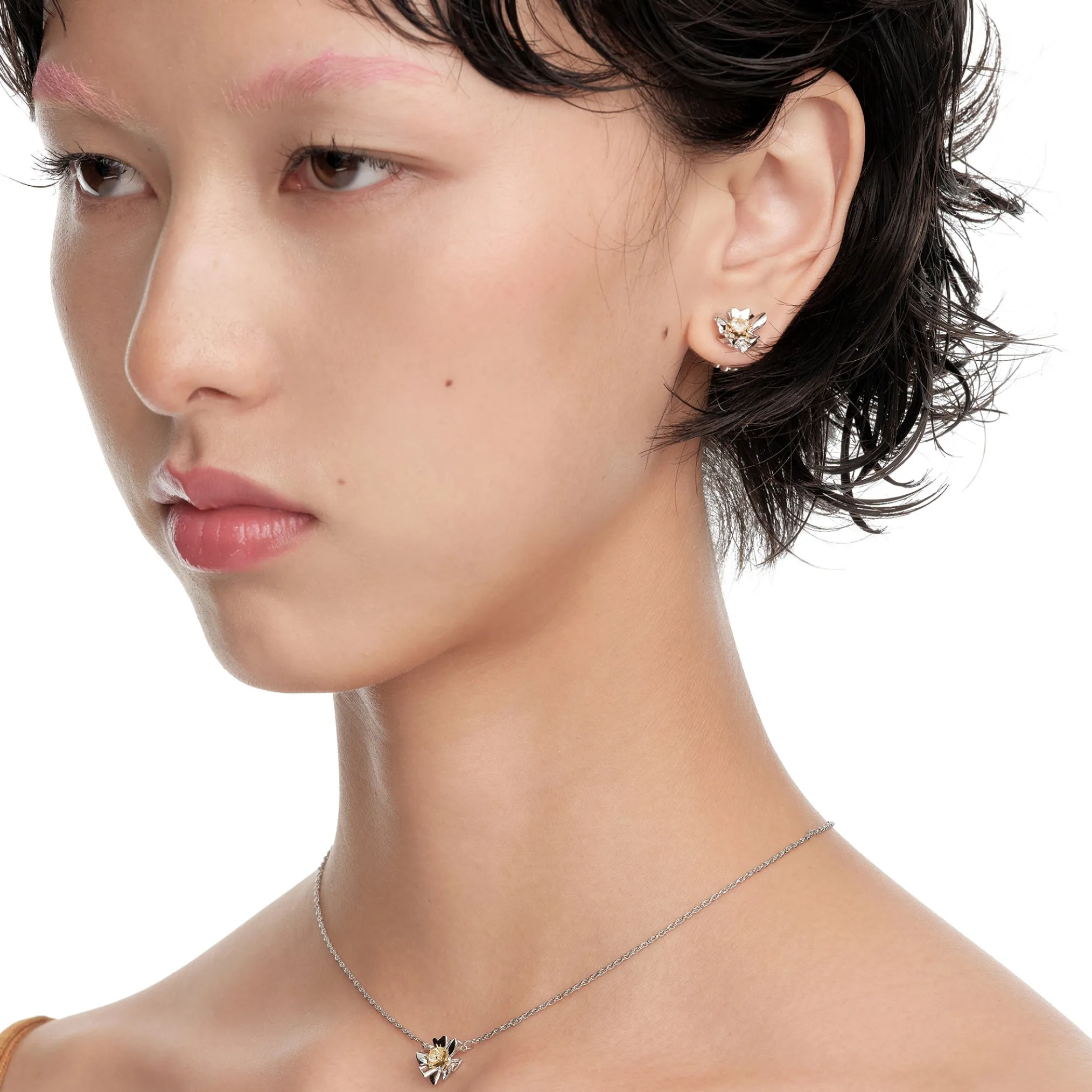 Ripple / Heart Shaped Flower Earring