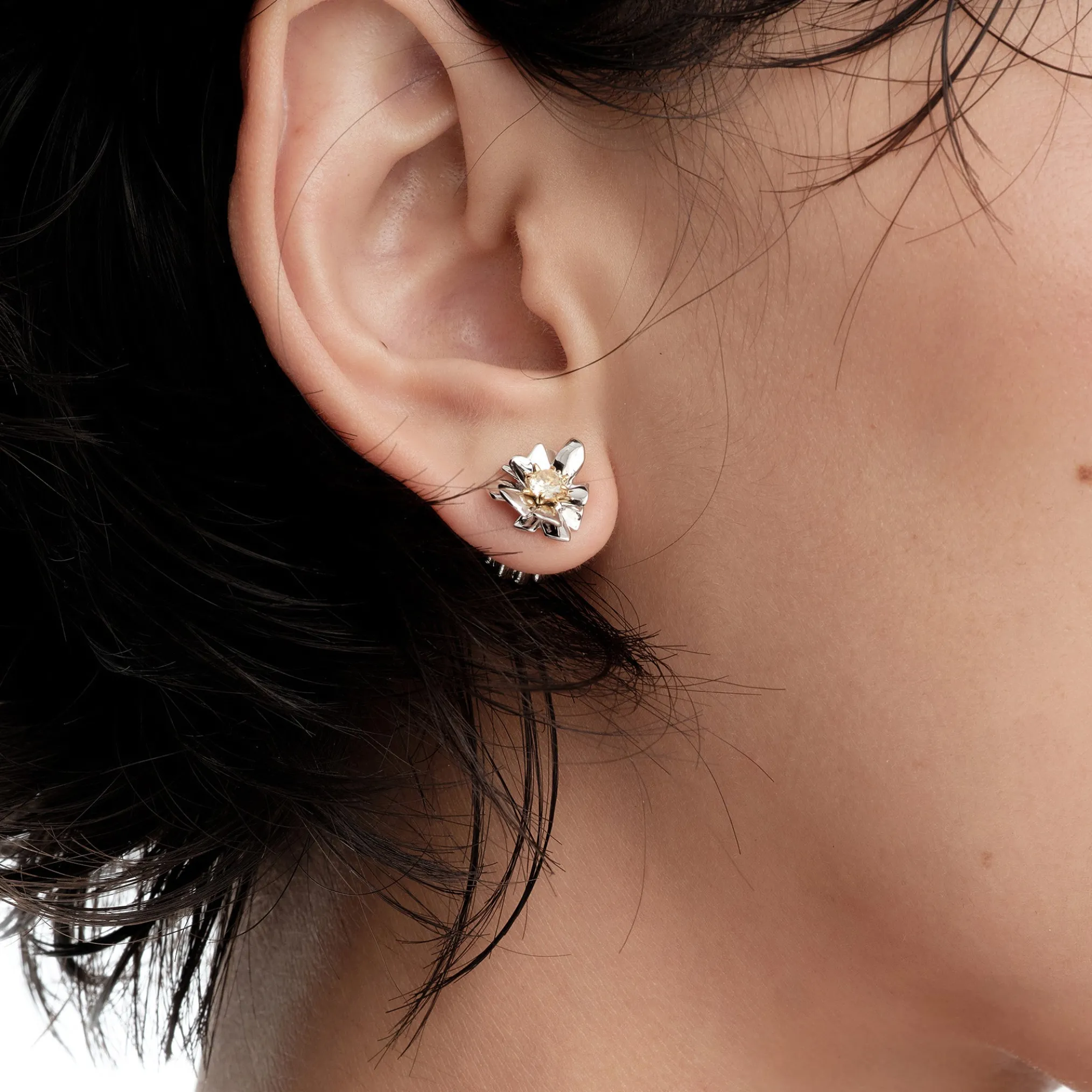 Ripple / Heart Shaped Flower Earring