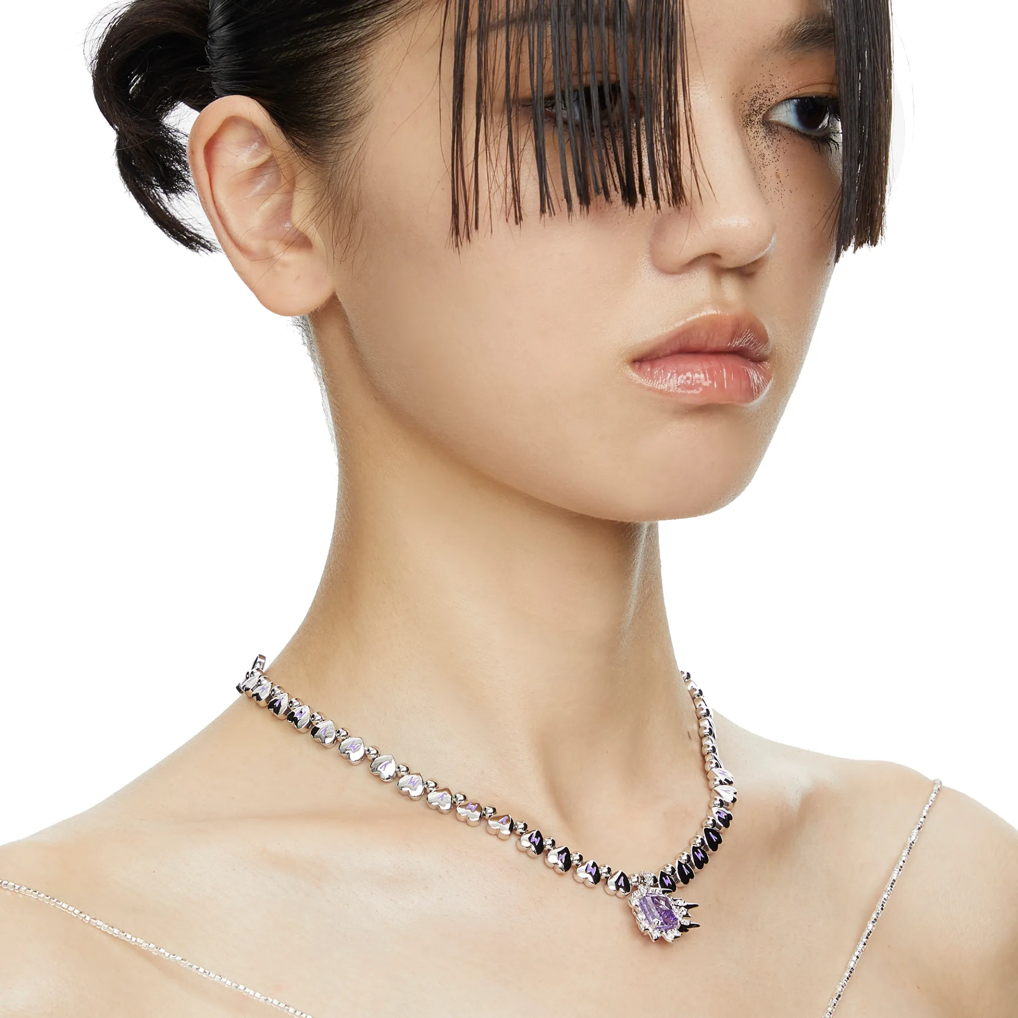 Ripple / Heart Shaped Chain Ripple Pendant Necklace