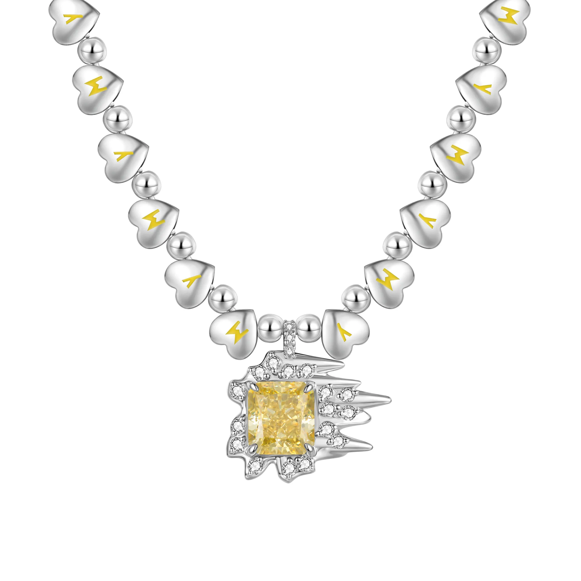 Ripple / Heart Shaped Chain Ripple Pendant Necklace