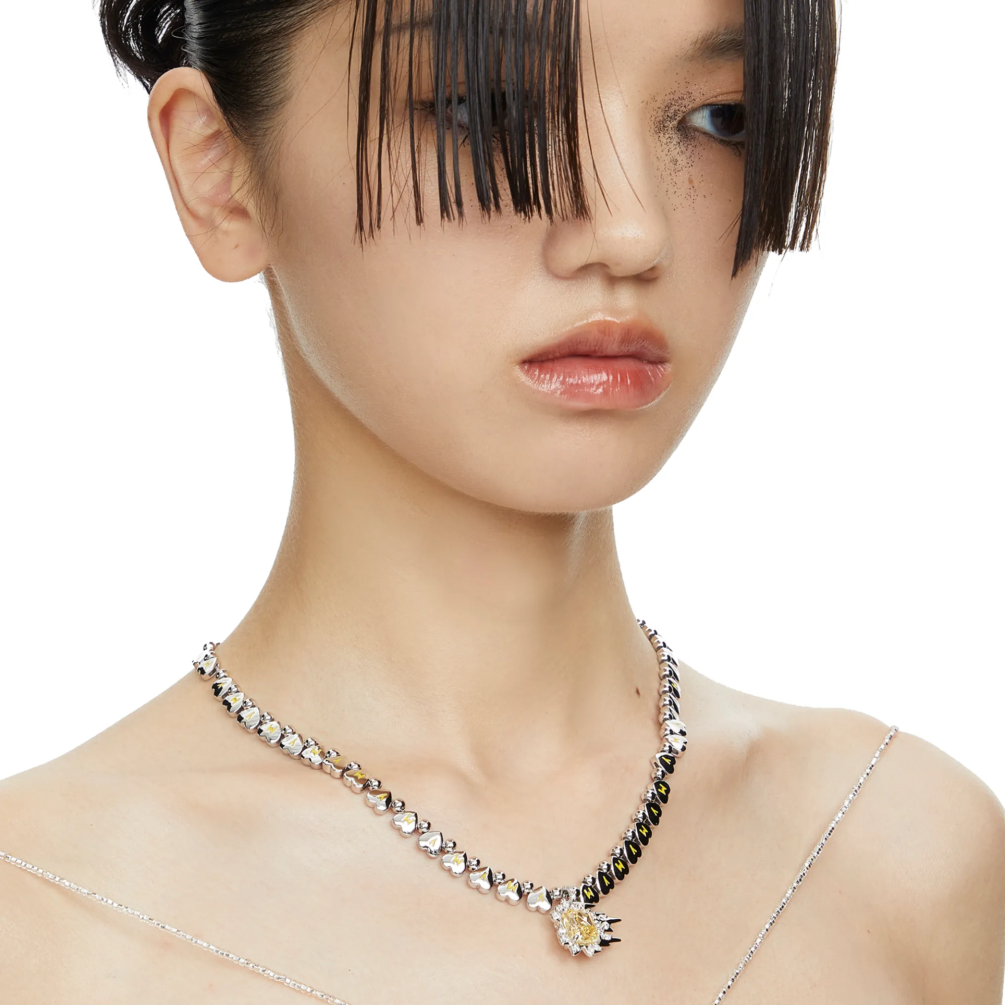 Ripple / Heart Shaped Chain Ripple Pendant Necklace