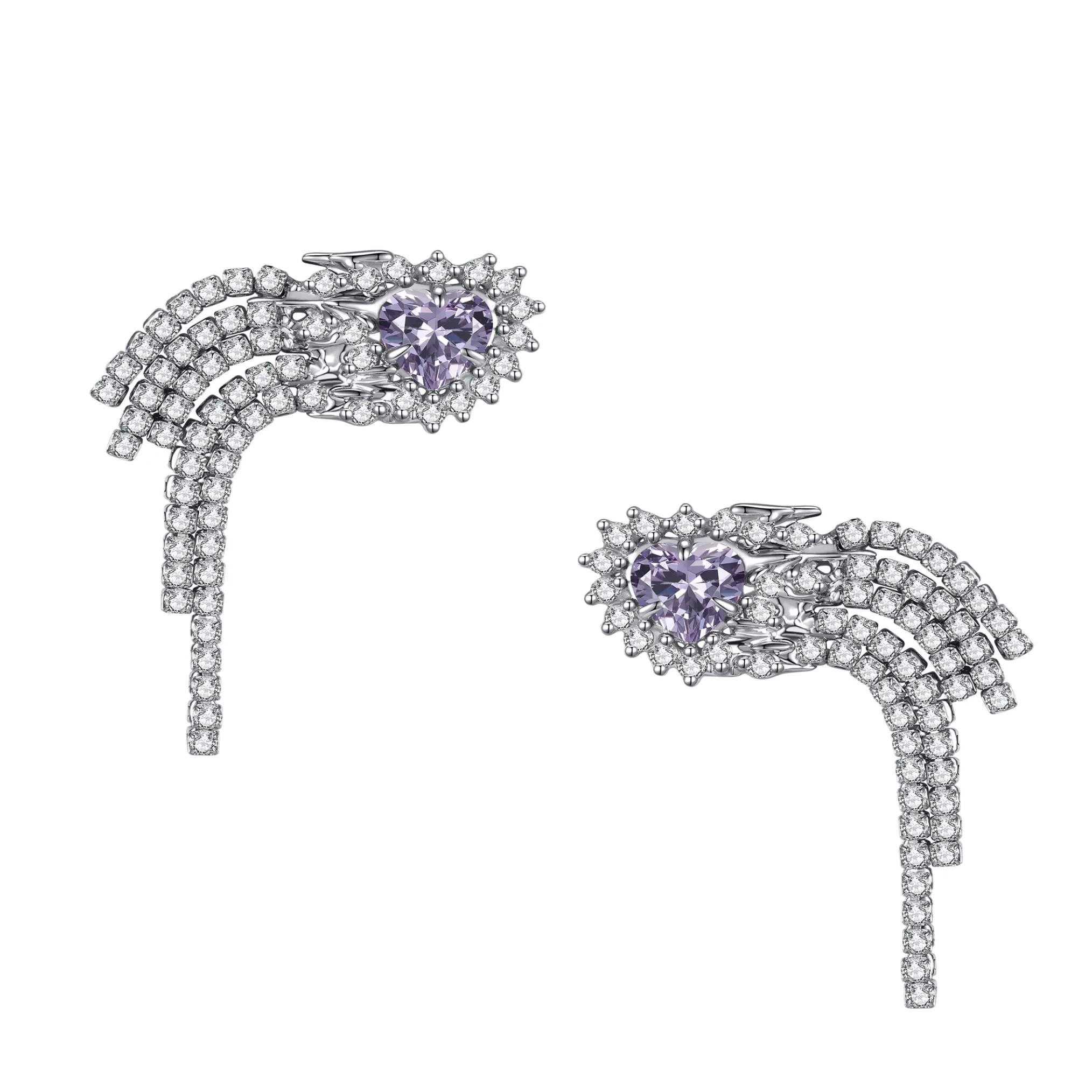 Ripple / Heart-shaped Zircon staring earrings