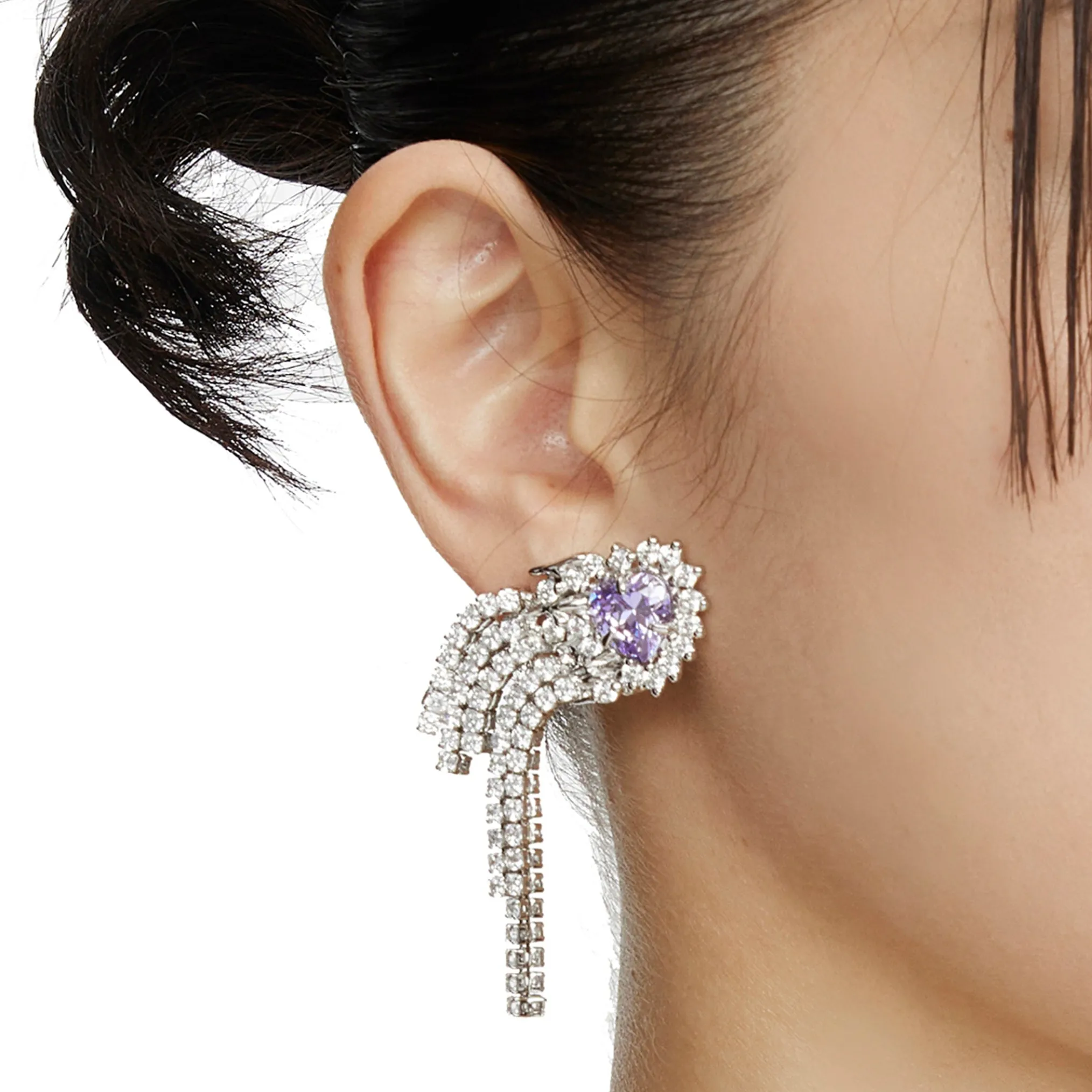 Ripple / Heart-shaped Zircon staring earrings