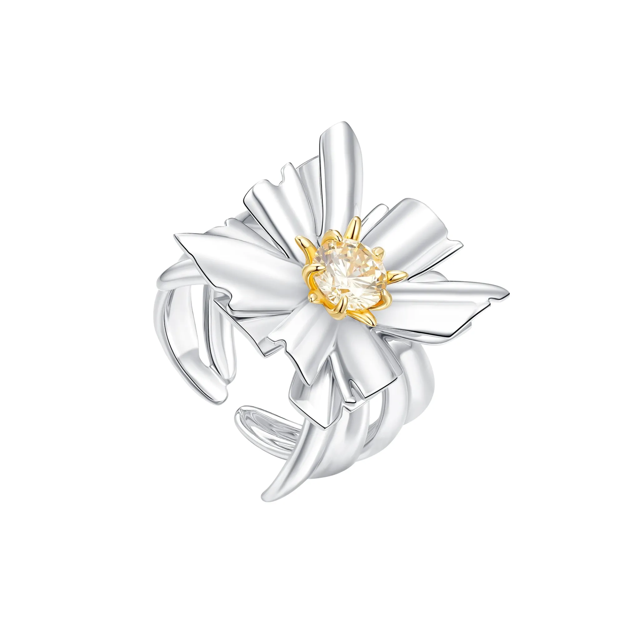 Ripple / Large Square Flower Ring