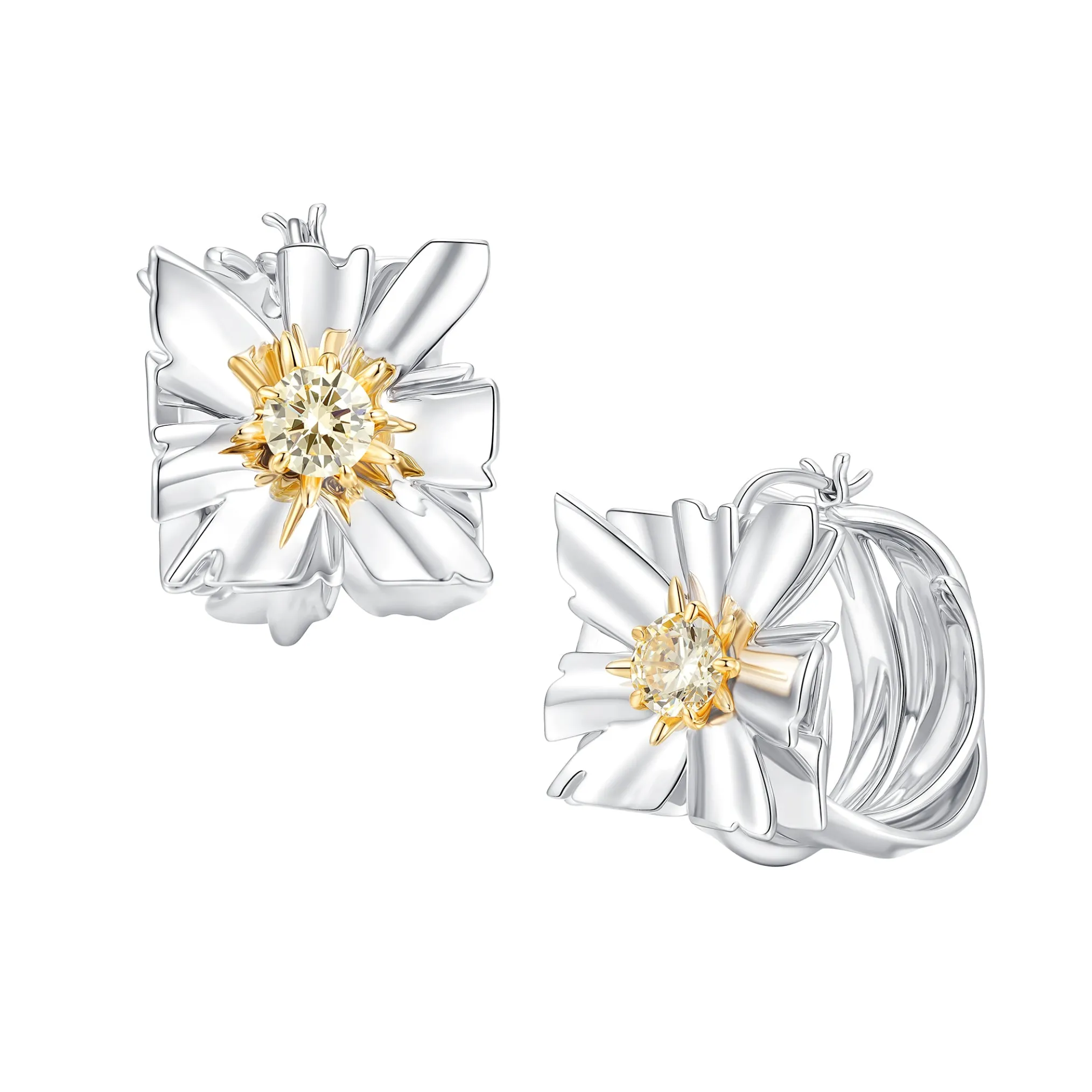 Ripple / Large Square Flower Earring