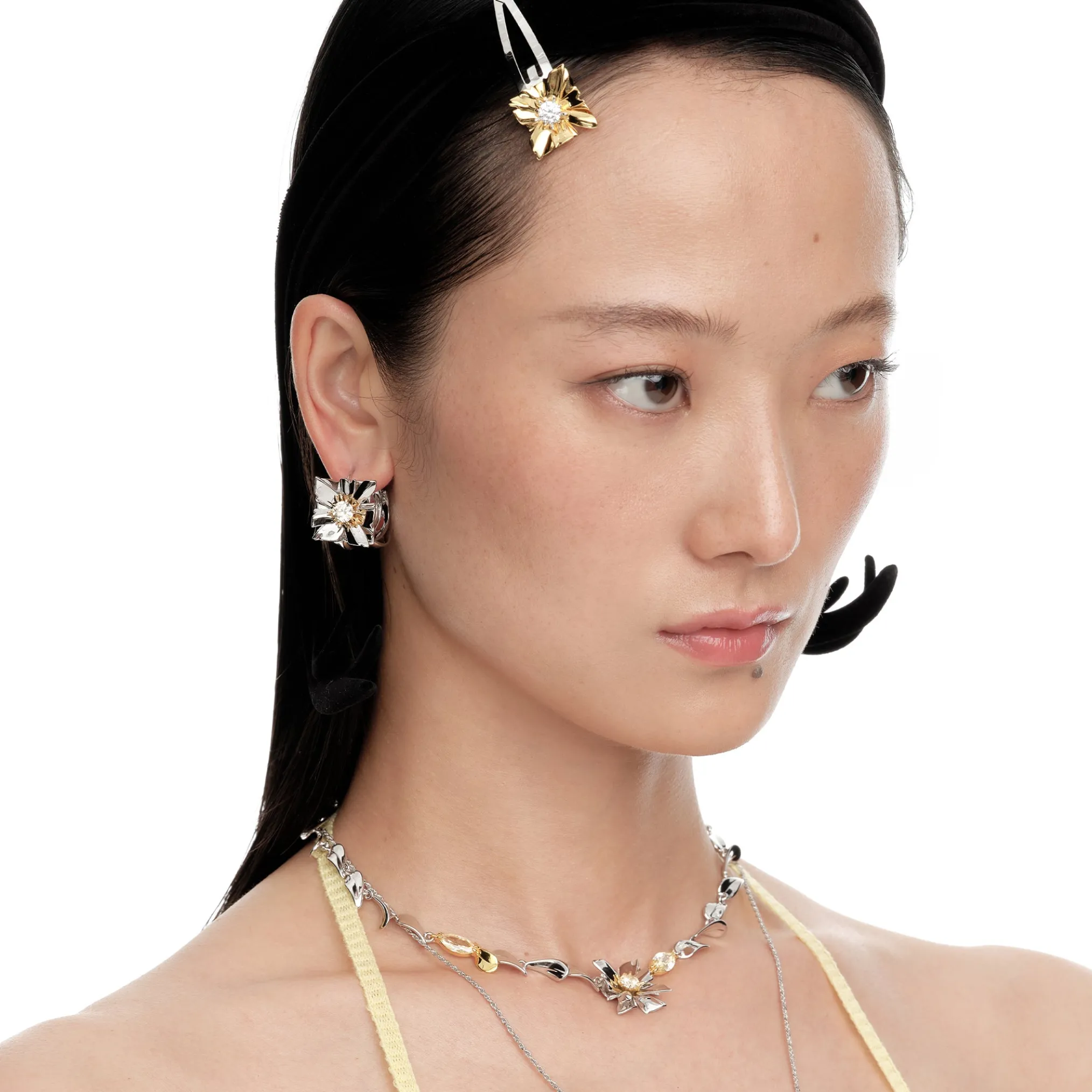 Ripple / Large Square Flower Earring