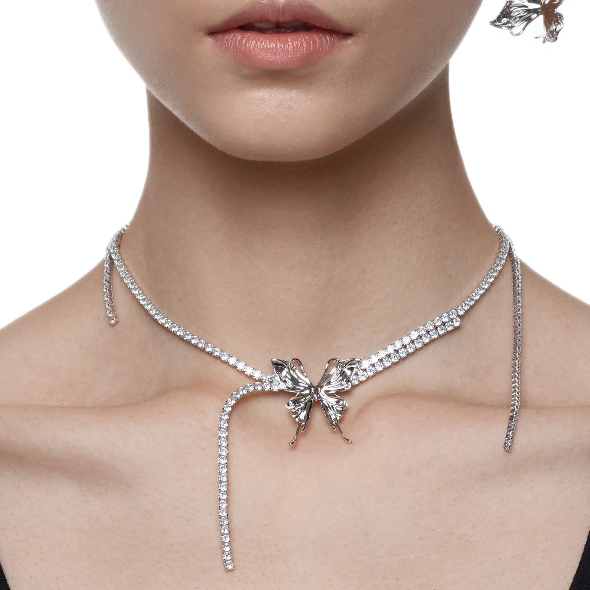 Ripple / Liquefied Butterfly Gemstone Chain Necklace