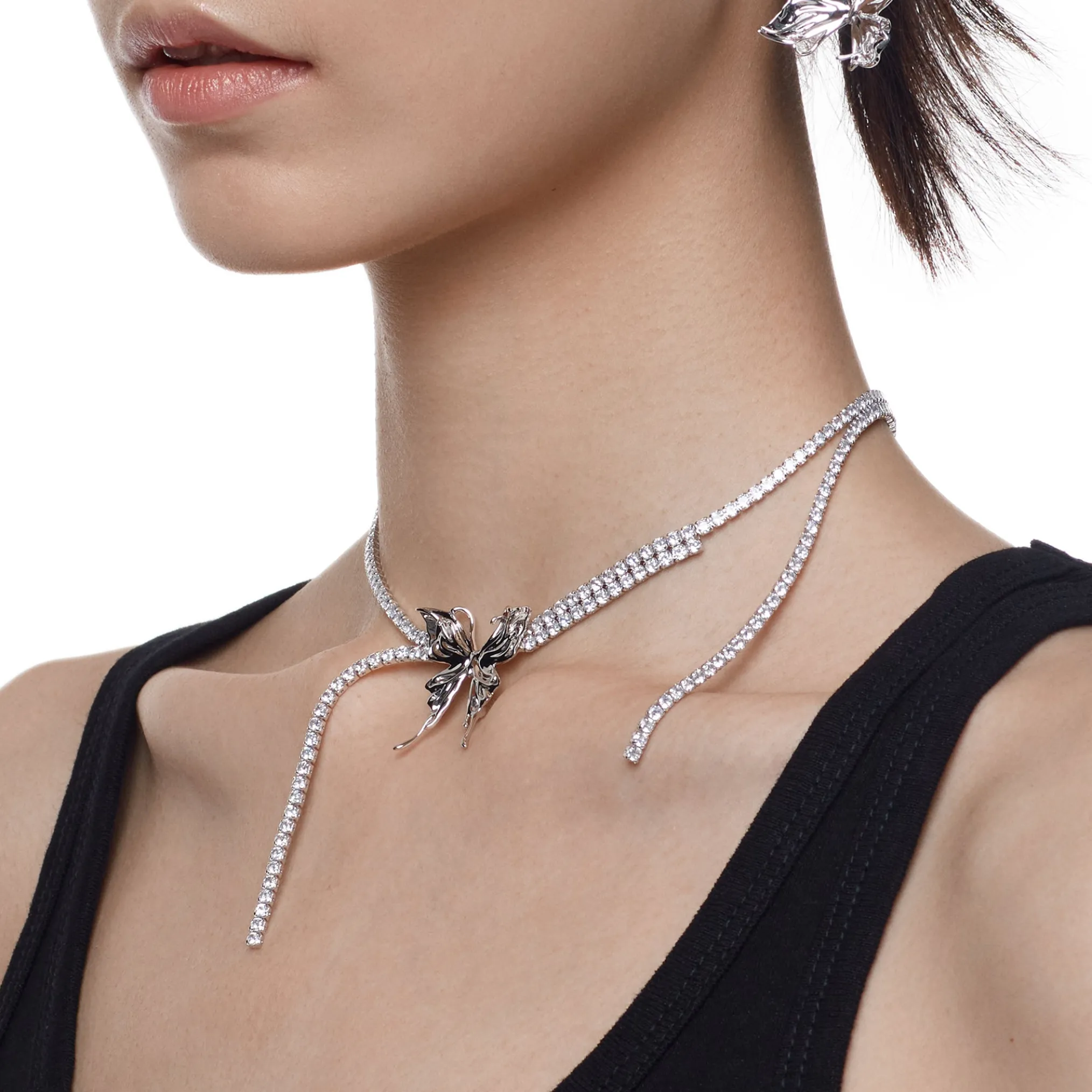 Ripple / Liquefied Butterfly Gemstone Chain Necklace