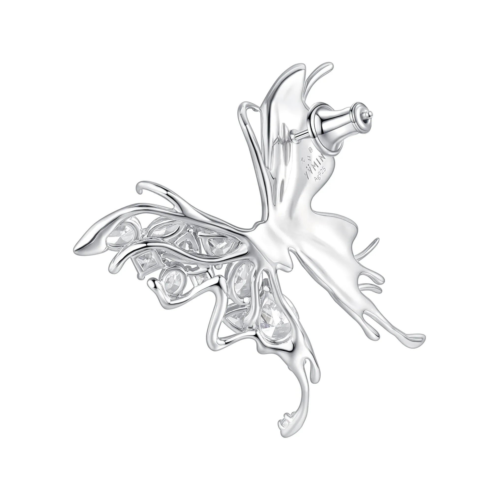 Ripple / Liquefied Butterfly Pave Gemstone Earring