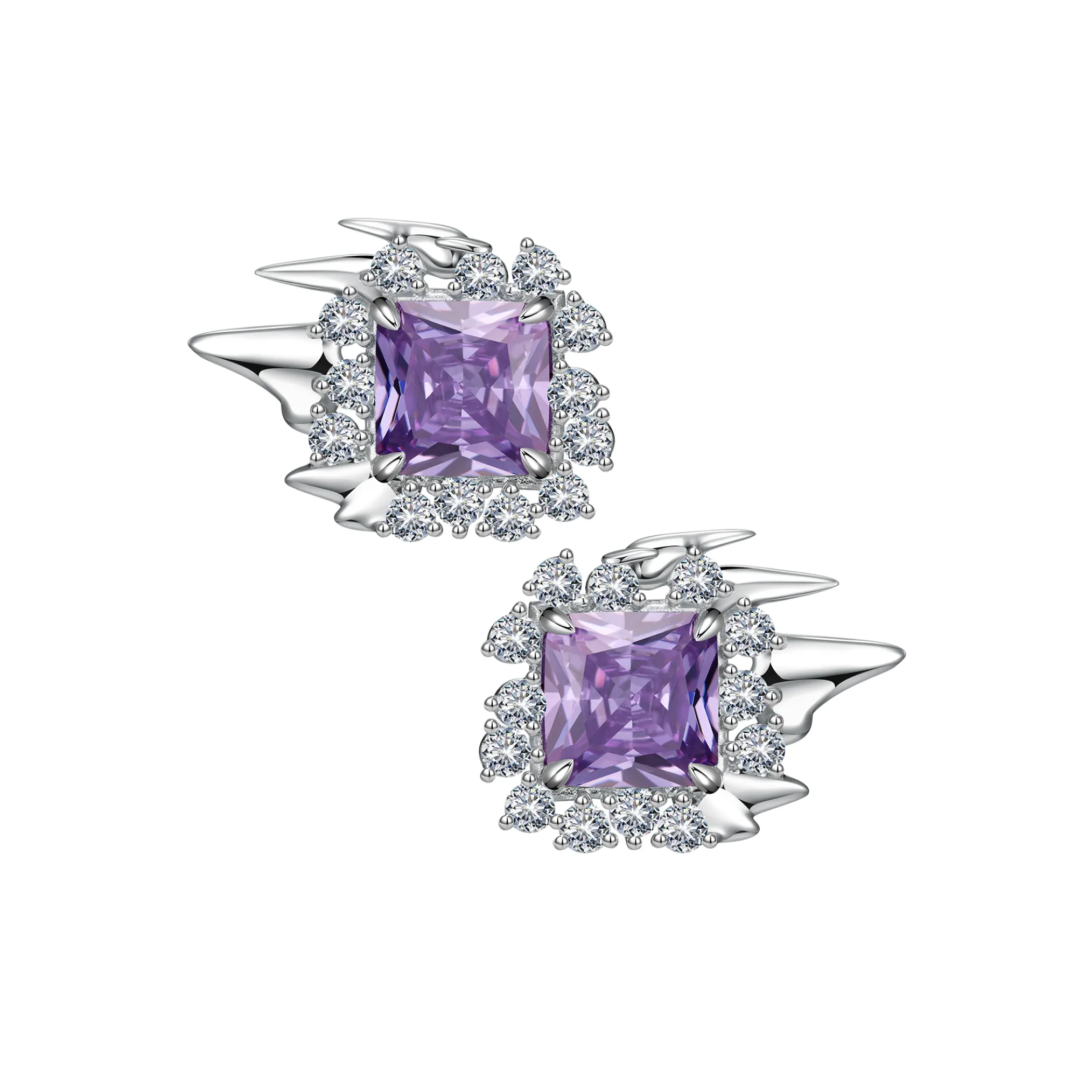 Ripple / Liquefied square zircon Earrings