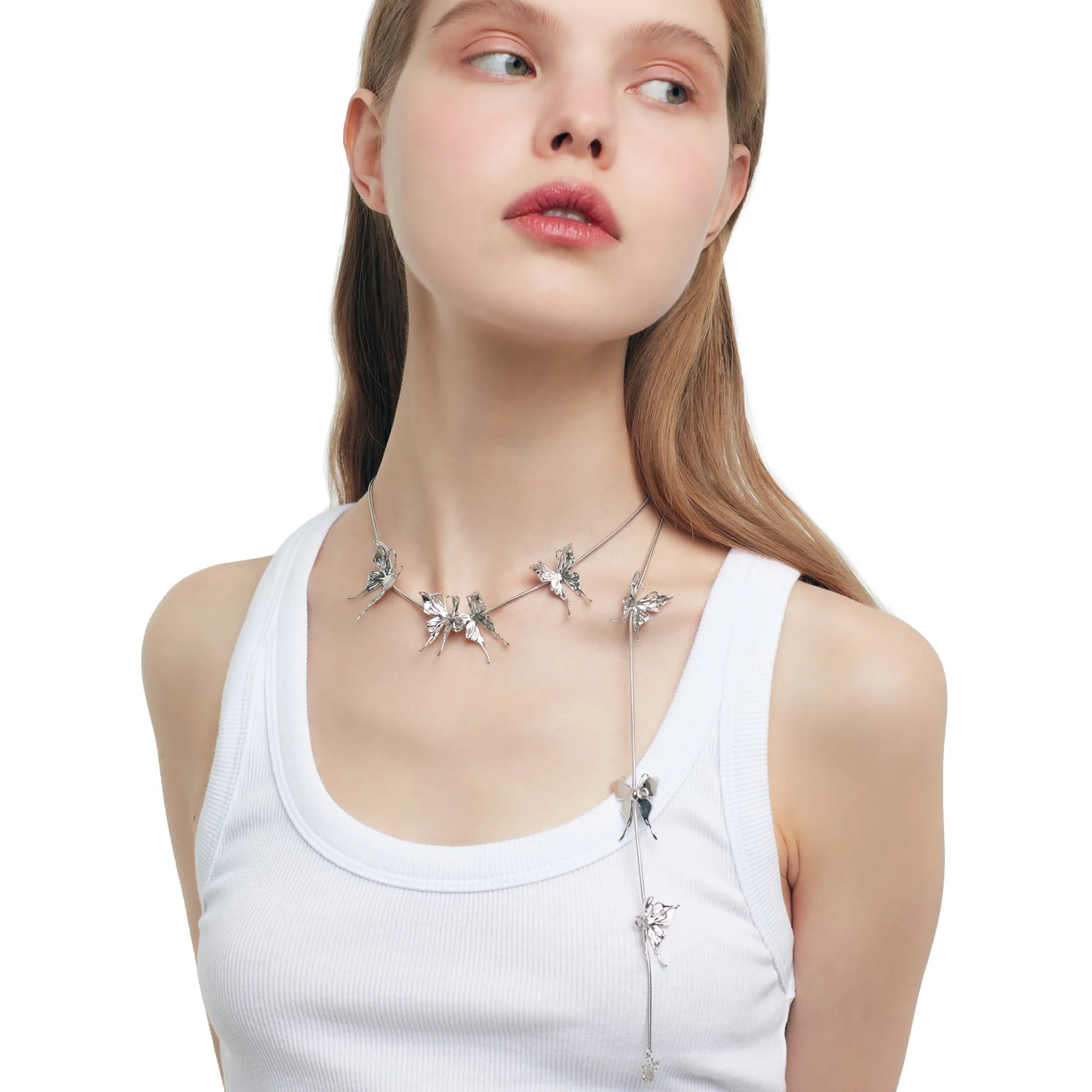 Ripple / Liquefied Butterfly Multifunctional Long Necklace