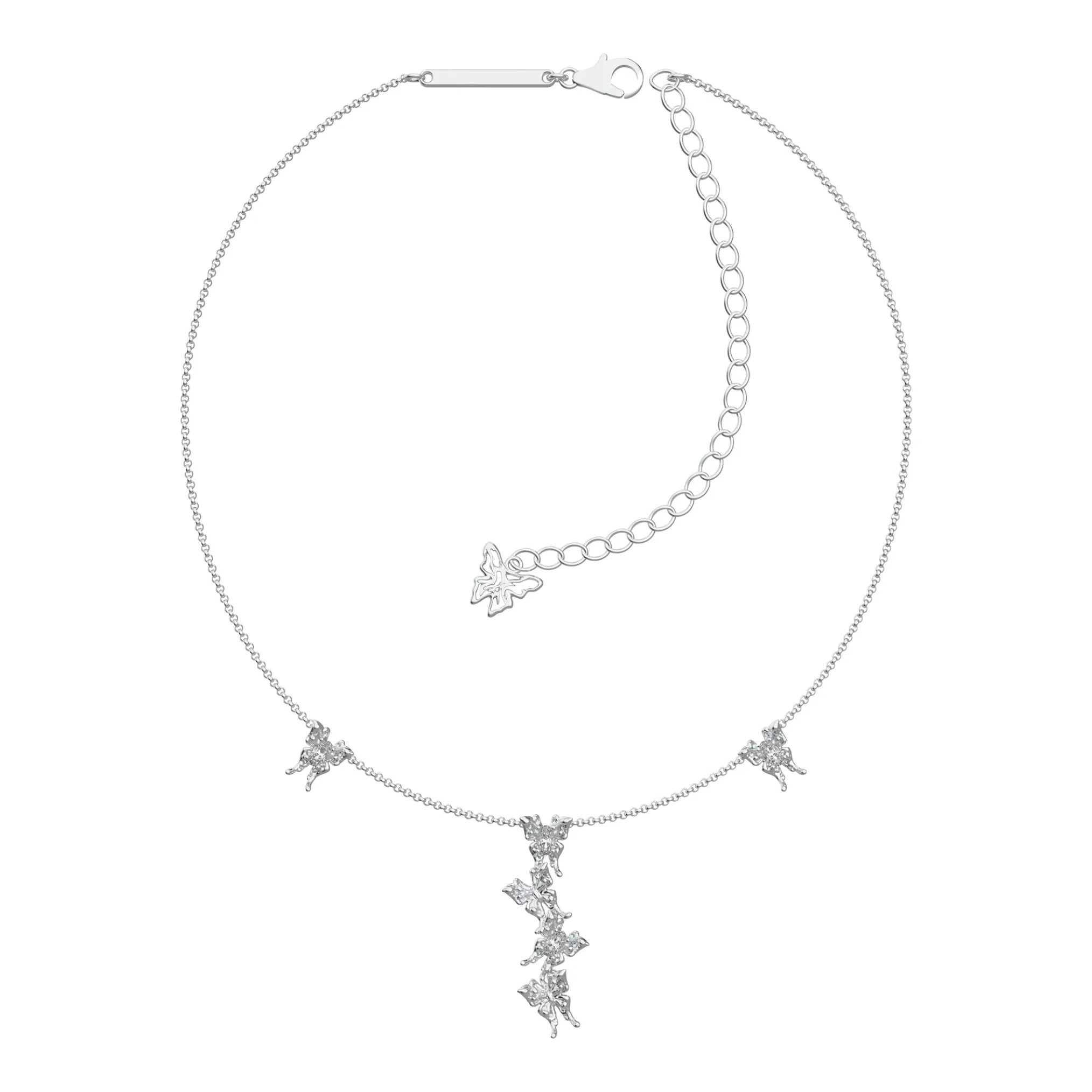 Ripple / Liquefied Mini Butterfly Silver Necklace