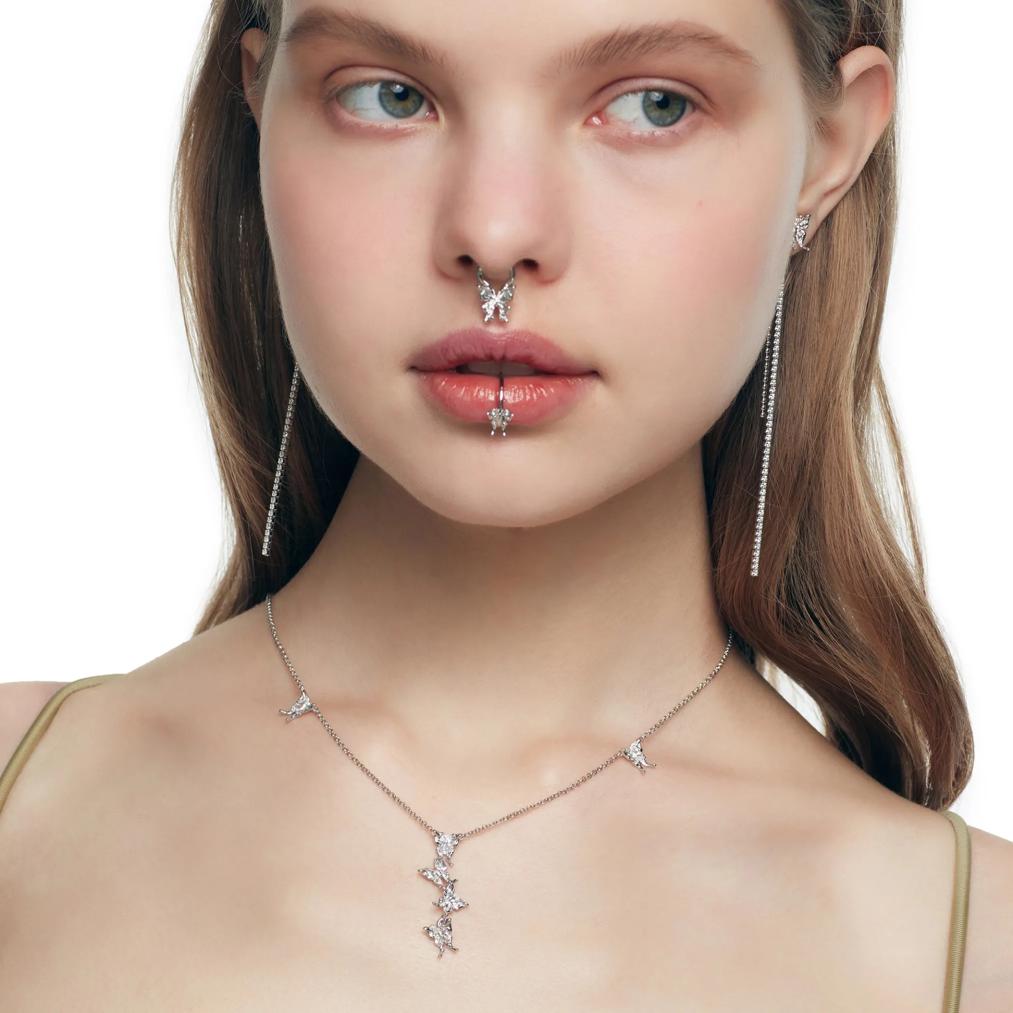 Ripple / Liquefied Mini Butterfly Silver Necklace