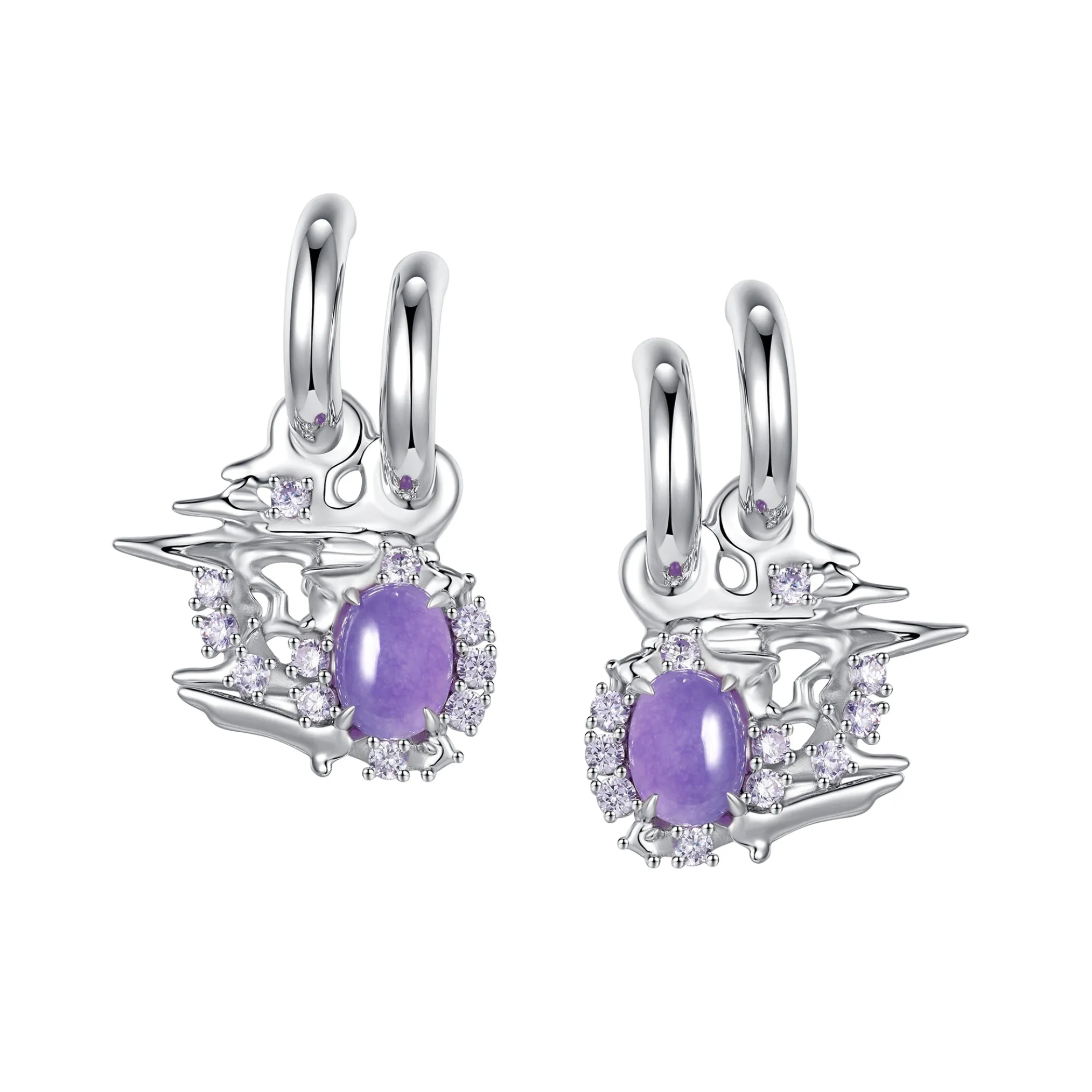 Ripple / Liquefied mauve jade Earrings