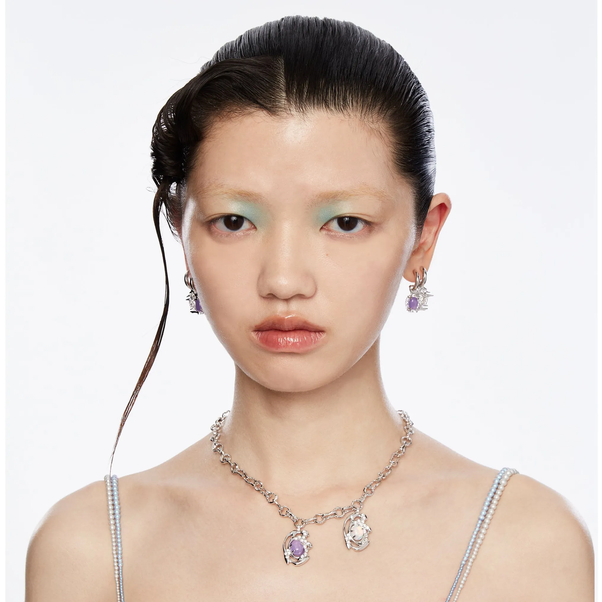 Ripple / Liquefied mauve jade Earrings