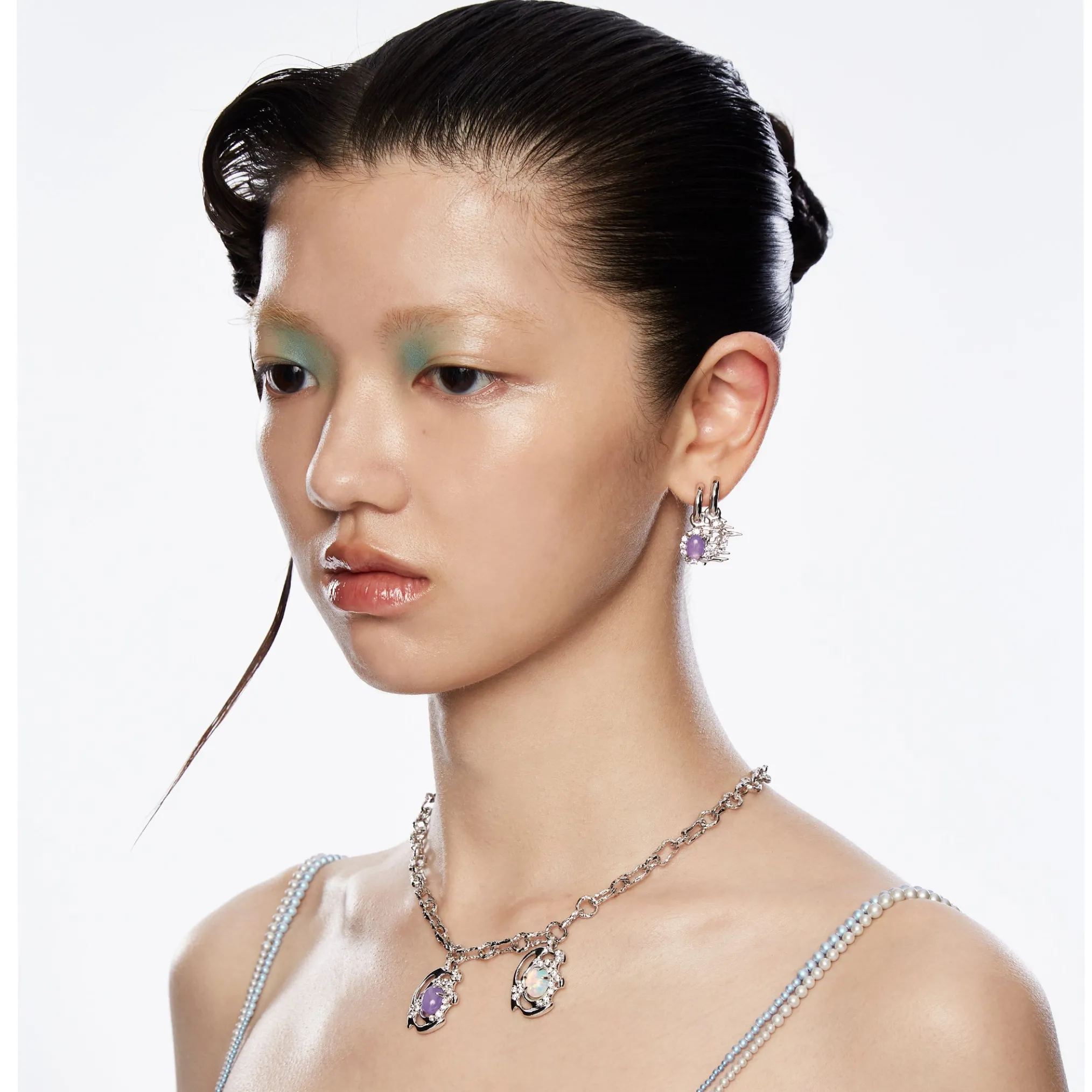 Ripple / Liquefied mauve jade Earrings