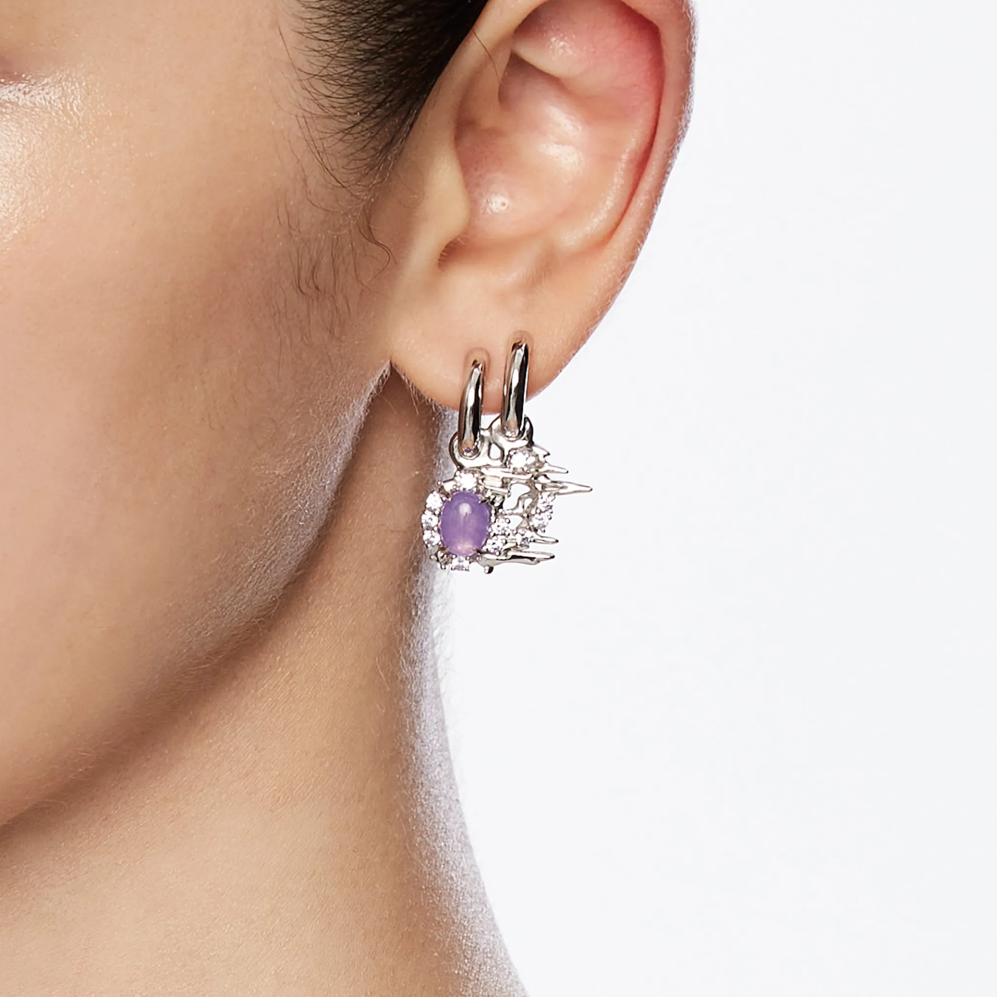 Ripple / Liquefied mauve jade Earrings