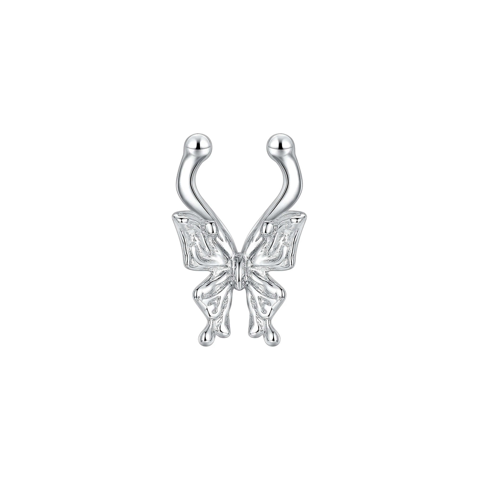 Ripple / Liquid Butterfly Silver Nose Ring