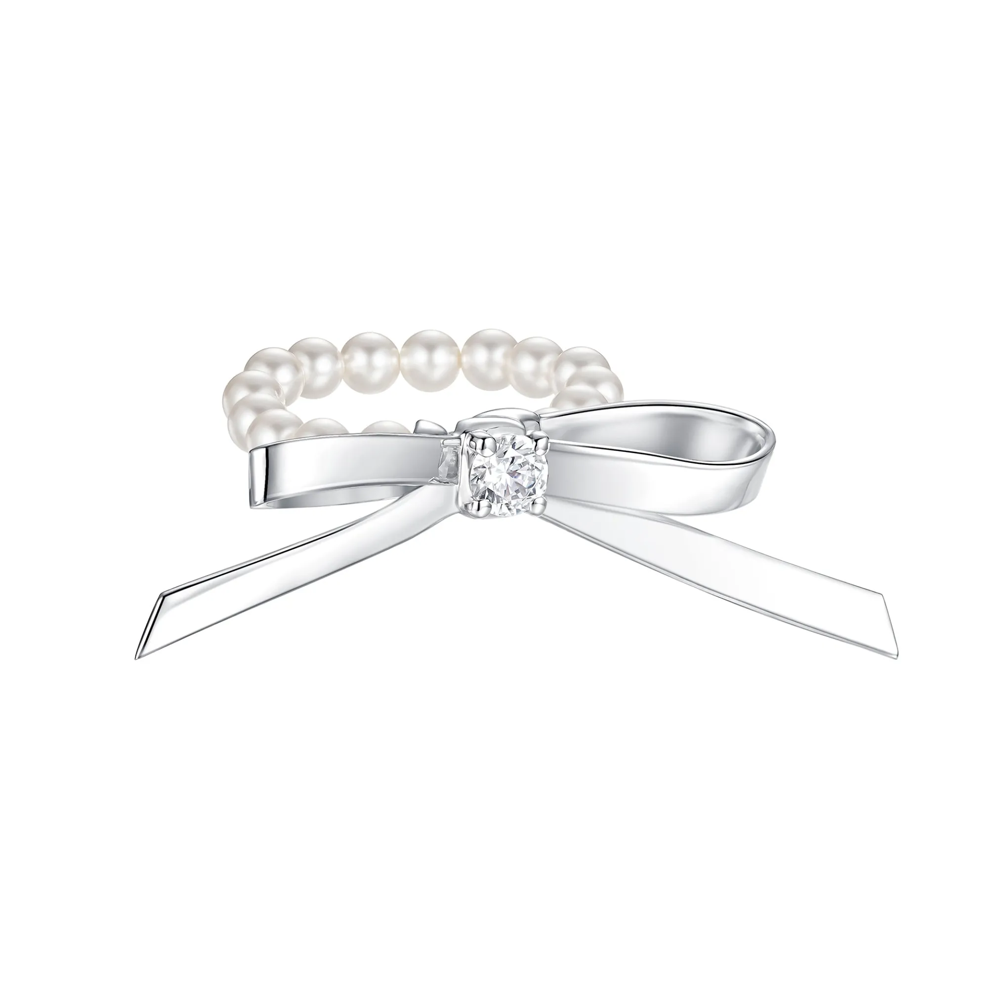 Ripple / Metal Bowknot Pearl Soft Ring