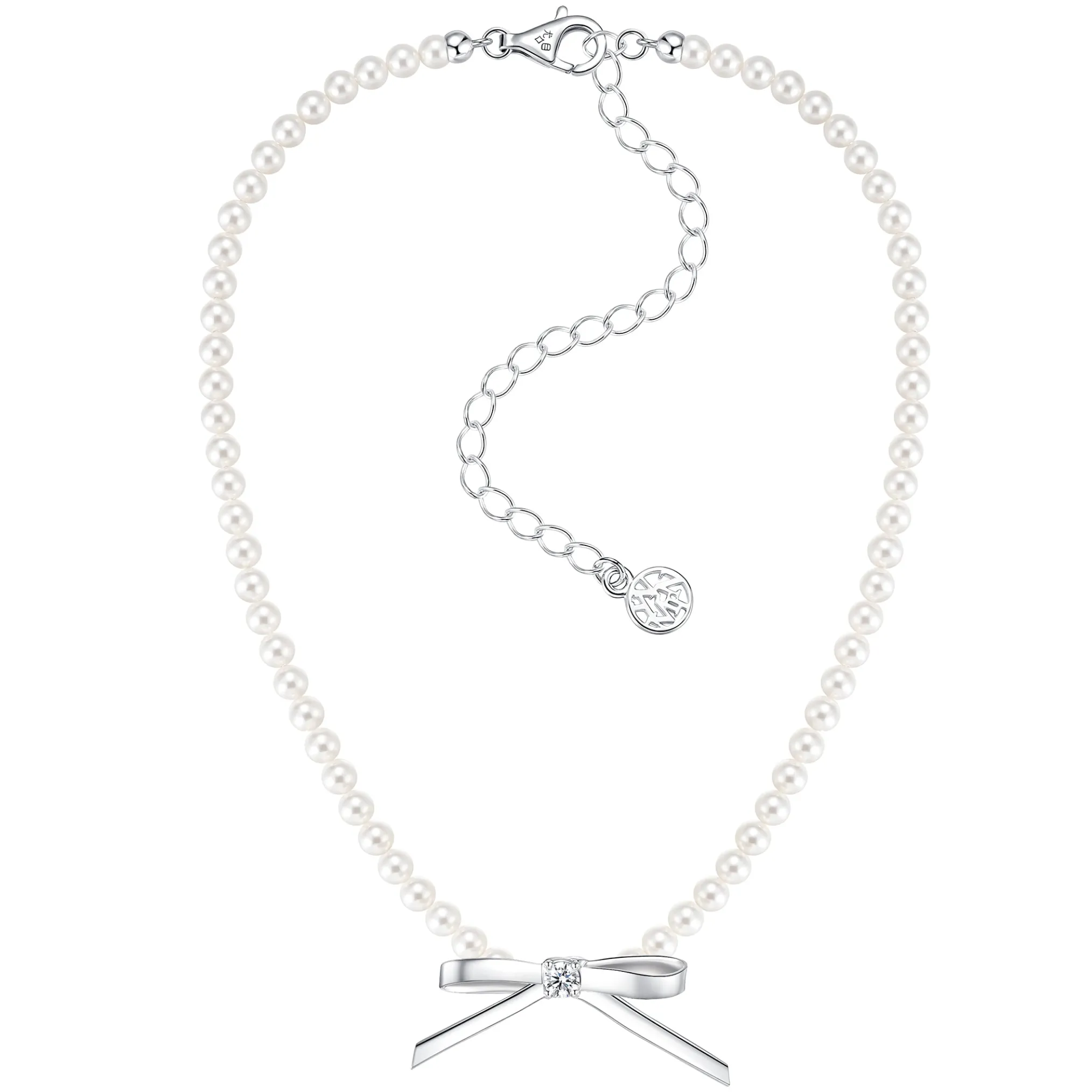 Ripple / Metal Bowknot Pearl Necklace