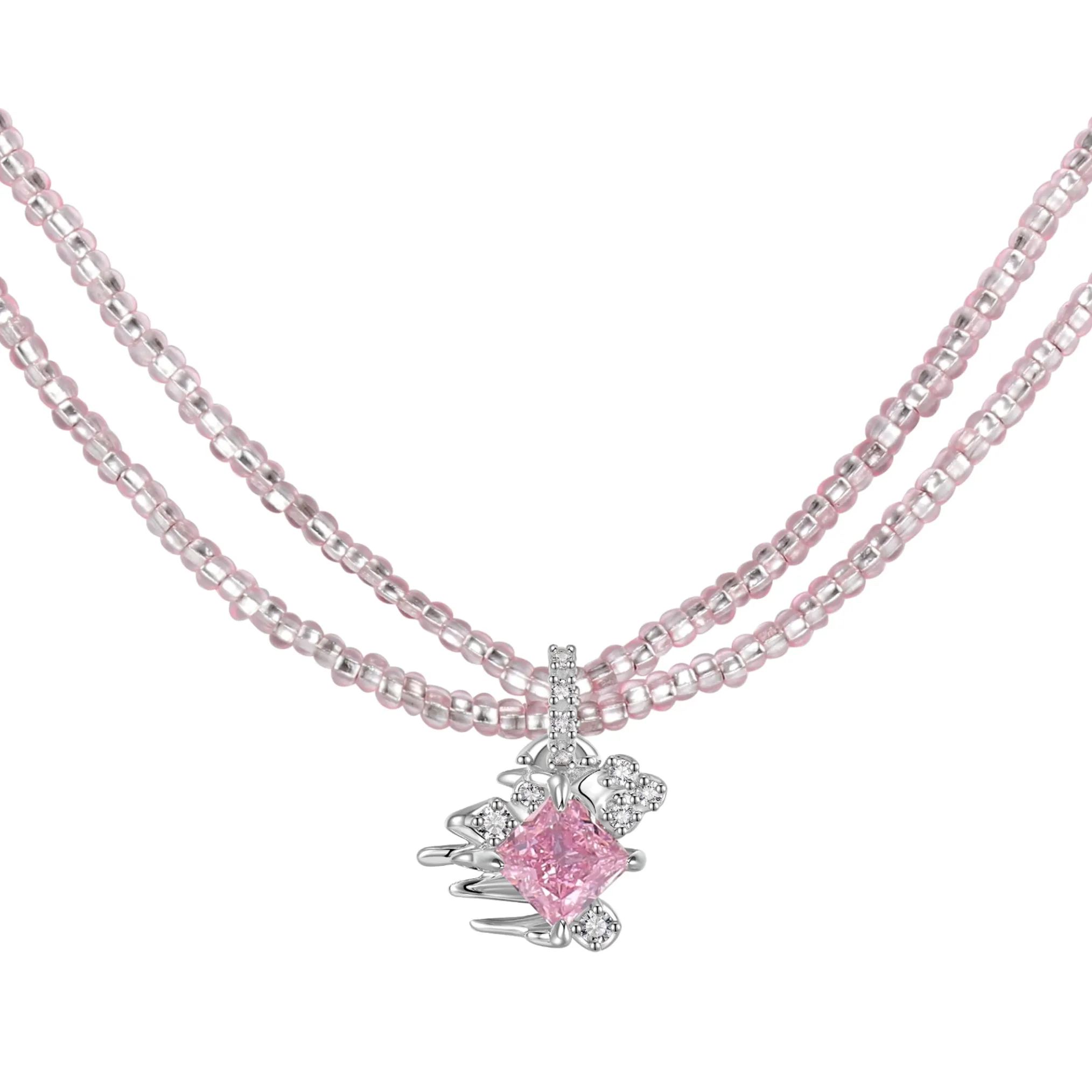 Ripple / Multi-color Rhombic zircon Necklace