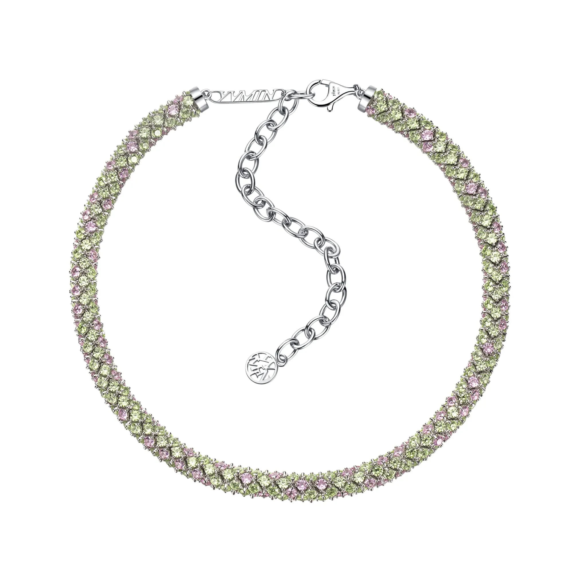 Ripple / Pave Gem Snake Bone Necklace