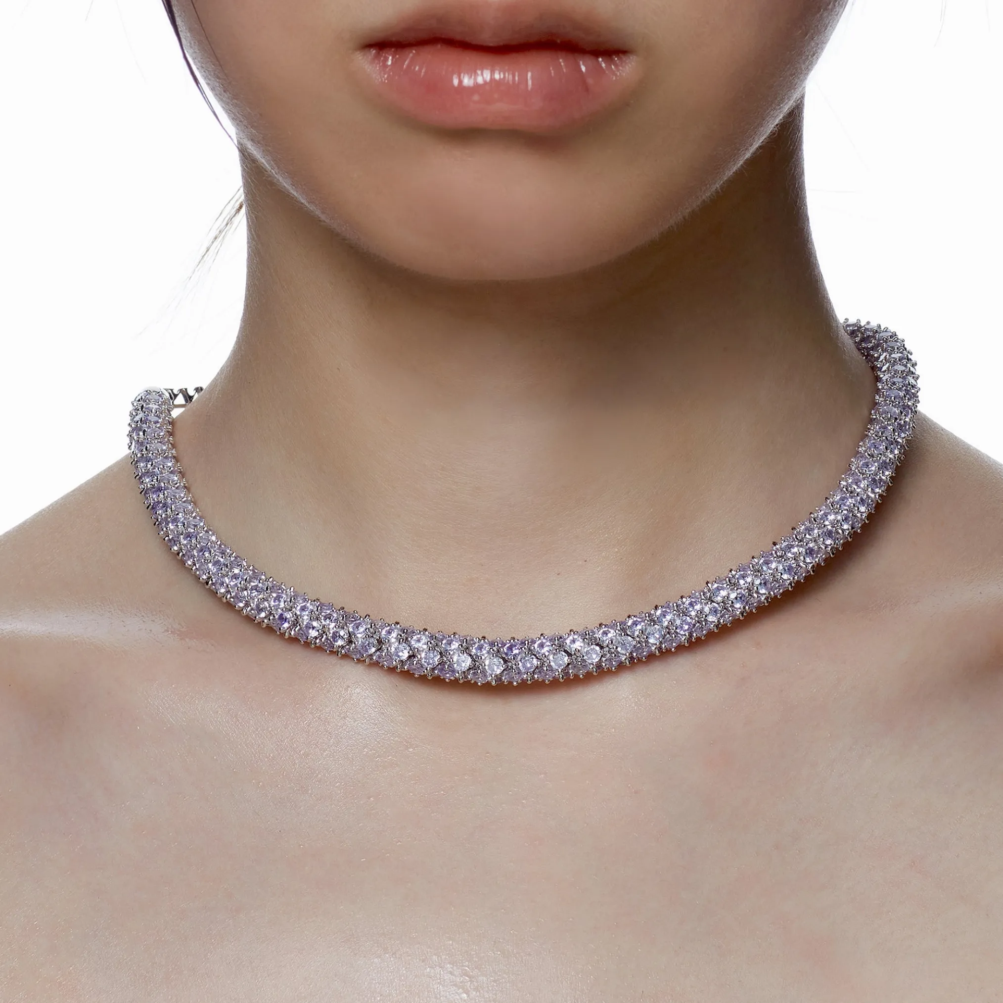 Ripple / Pave Gem Snake Bone Necklace