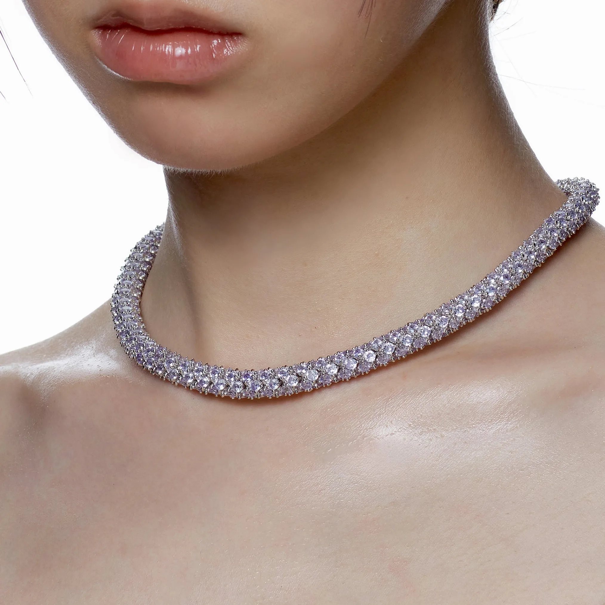 Ripple / Pave Gem Snake Bone Necklace