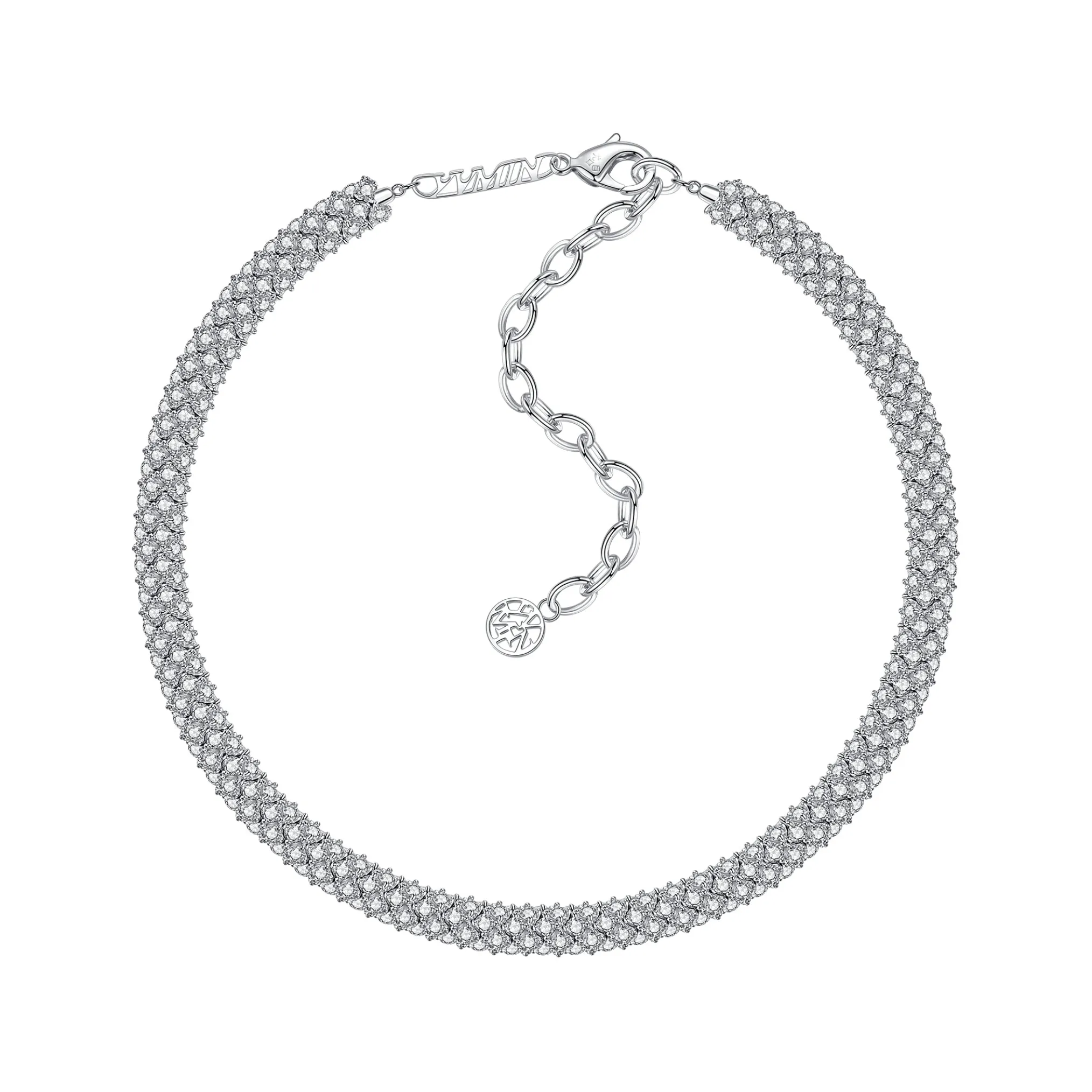 Ripple / Pave Gem Snake Bone Necklace