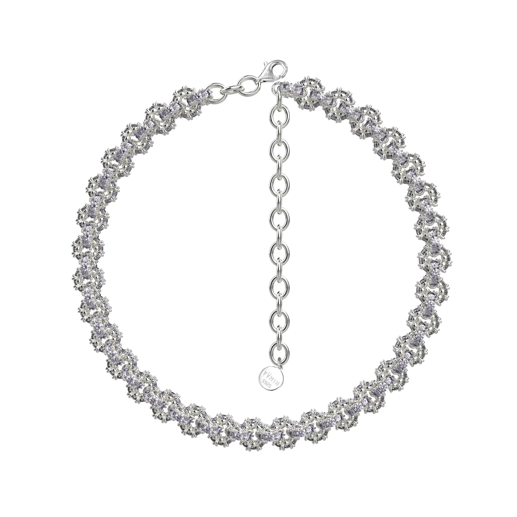 Ripple / Pave gemstone necklace