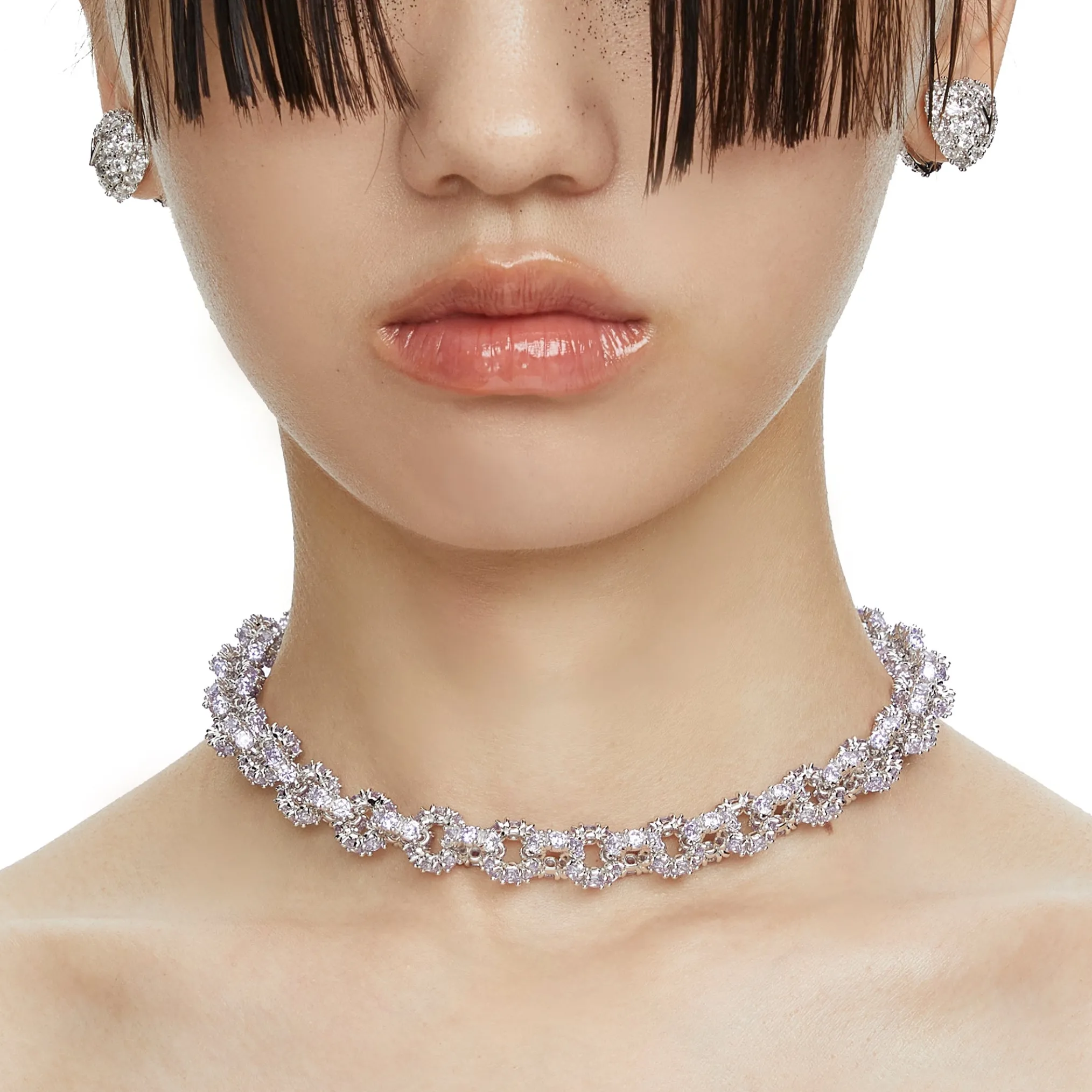 Ripple / Pave gemstone necklace