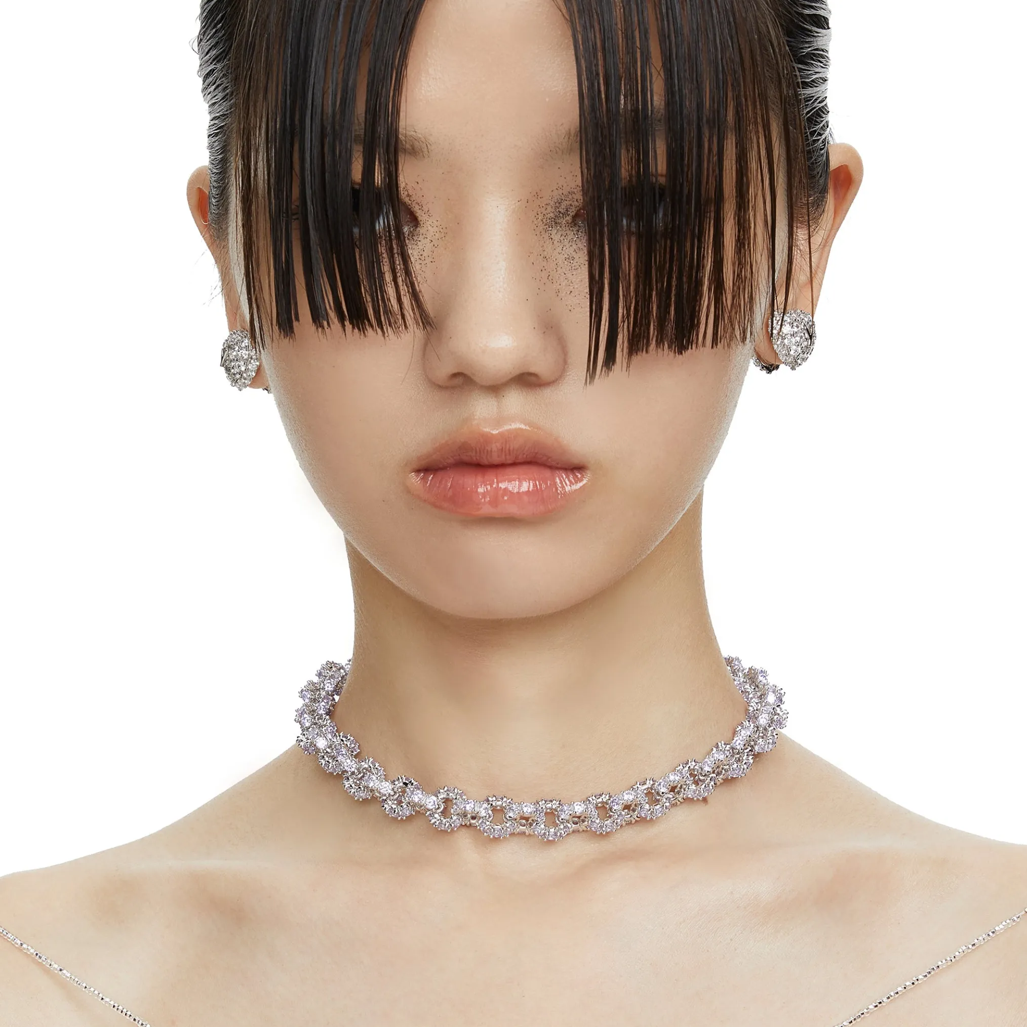 Ripple / Pave gemstone necklace