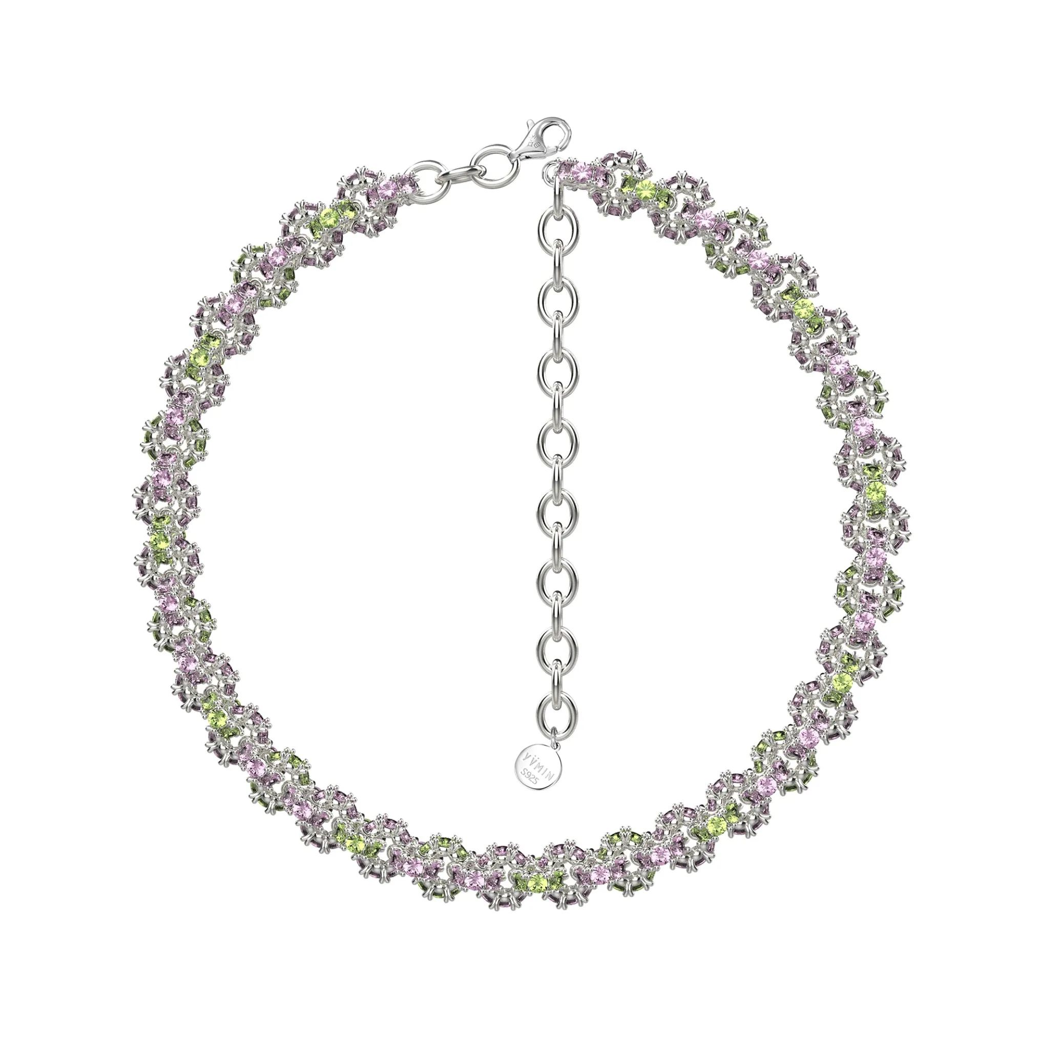 Ripple / Pave gemstone necklace