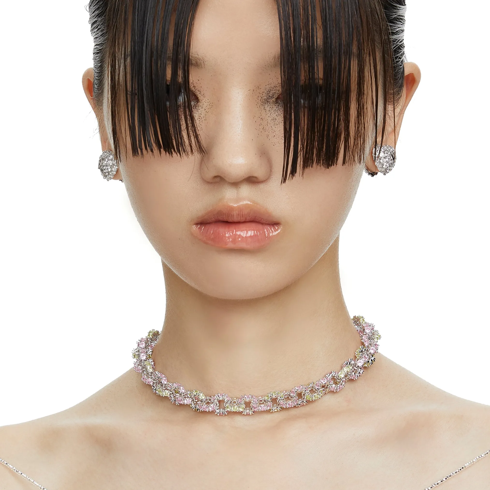 Ripple / Pave gemstone necklace