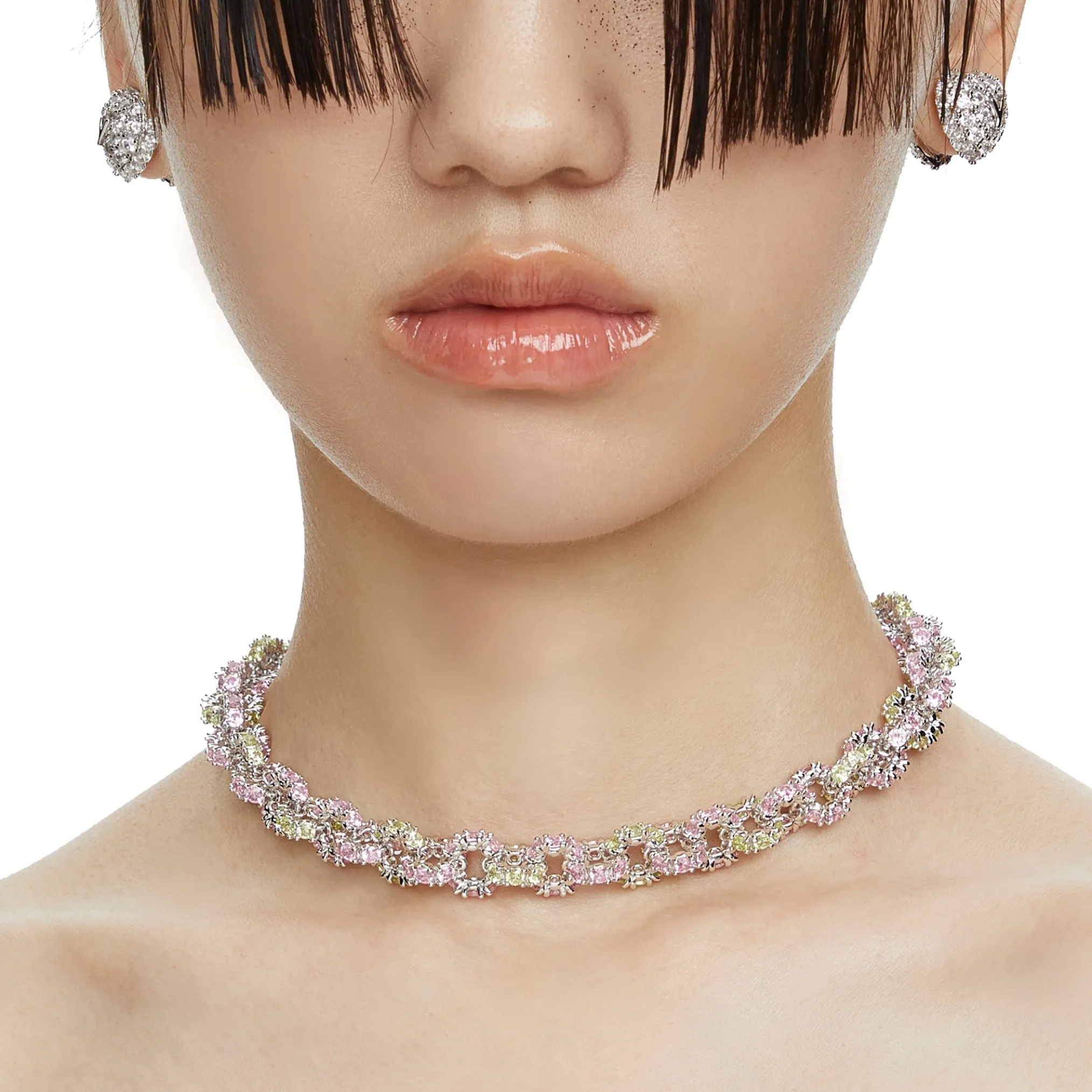 Ripple / Pave gemstone necklace